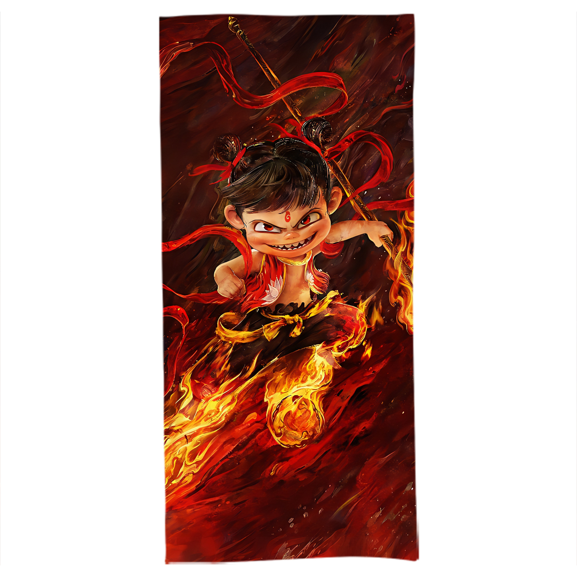 （画像用） Ne Zha 2 ナタ 魔童の大暴れ 大判バスタオル 70×140cm 吸水速乾 柔らかい肌触り