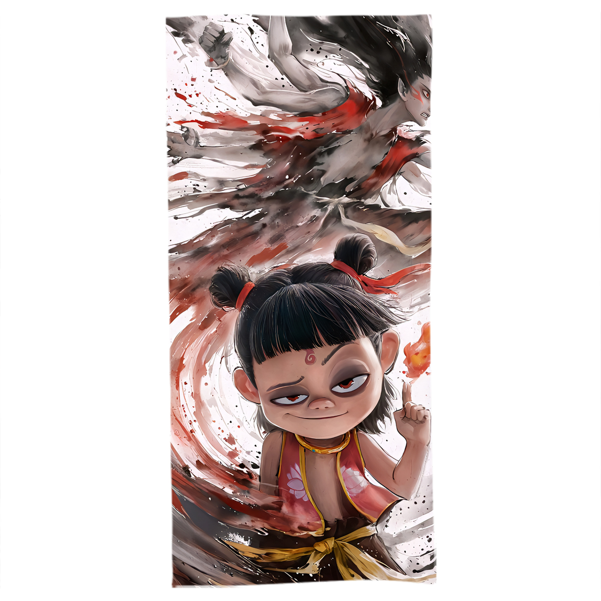 （画像用） Ne Zha 2 ナタ 魔童の大暴れ 大判バスタオル 70×140cm 吸水速乾 柔らかい肌触り