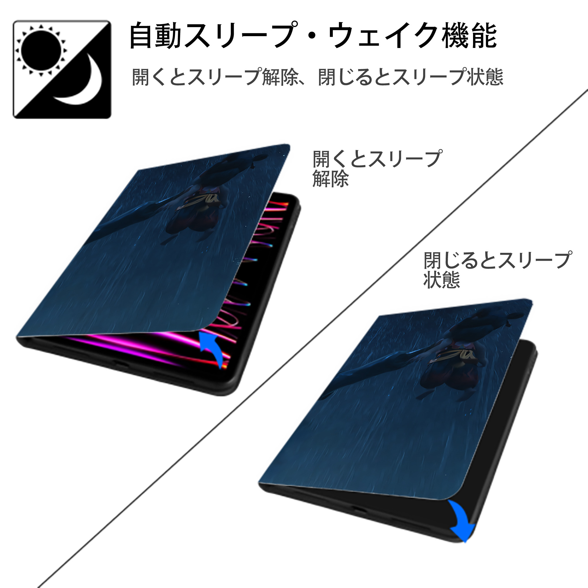Ne Zha 2 ナタ 魔童の大暴れ IPad ケース ブック型 PUレザー TPU 耐衝撃 軽量 薄型 ペン収納なし 全面保護 IPad 各モデル対応
