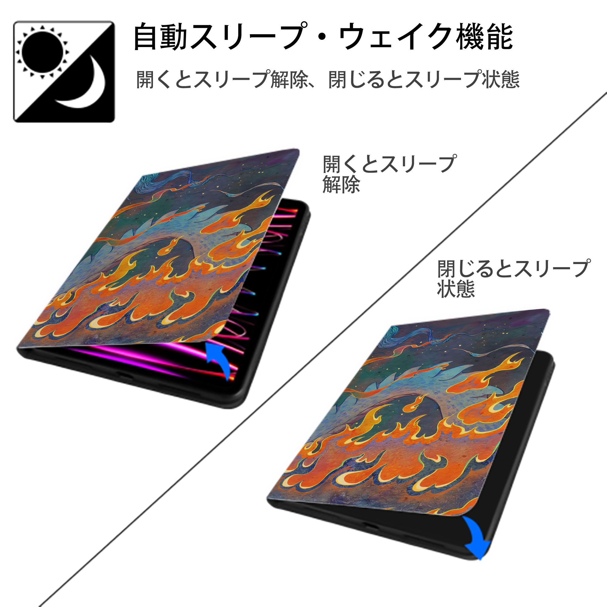 Ne Zha 2 ナタ 魔童の大暴れ IPad ケース ブック型 PUレザー TPU 耐衝撃 軽量 薄型 ペン収納なし 全面保護 IPad 各モデル対応