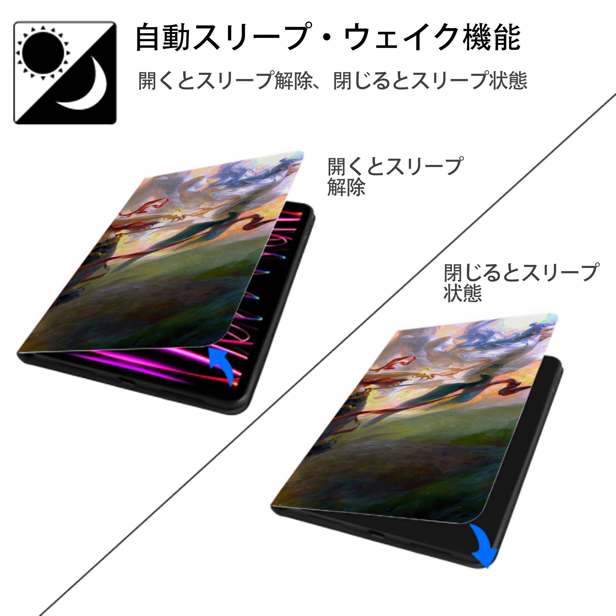 Ne Zha 2 ナタ 魔童の大暴れ IPad ケース ブック型 PUレザー TPU 耐衝撃 軽量 薄型 ペン収納なし 全面保護 IPad 各モデル対応