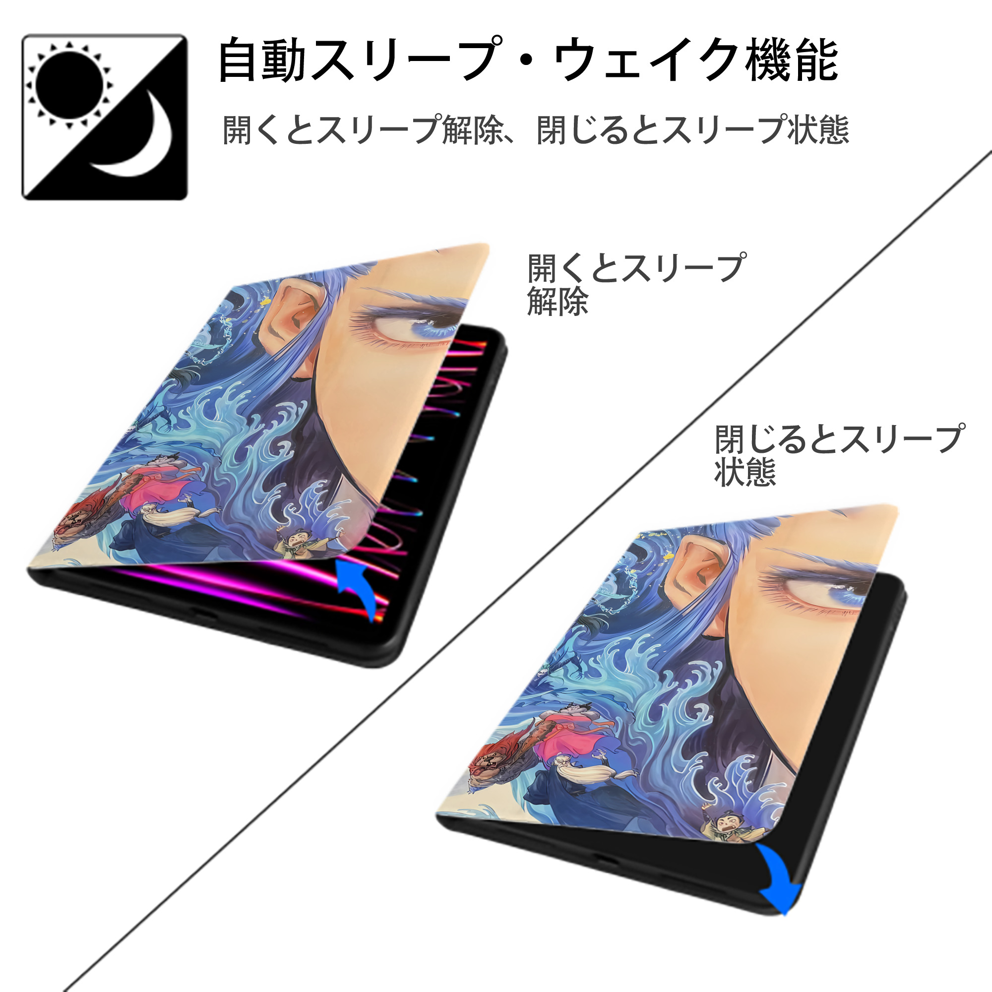 Ne Zha 2 ナタ 魔童の大暴れ IPad ケース ブック型 PUレザー TPU 耐衝撃 軽量 薄型 ペン収納なし 全面保護 IPad 各モデル対応
