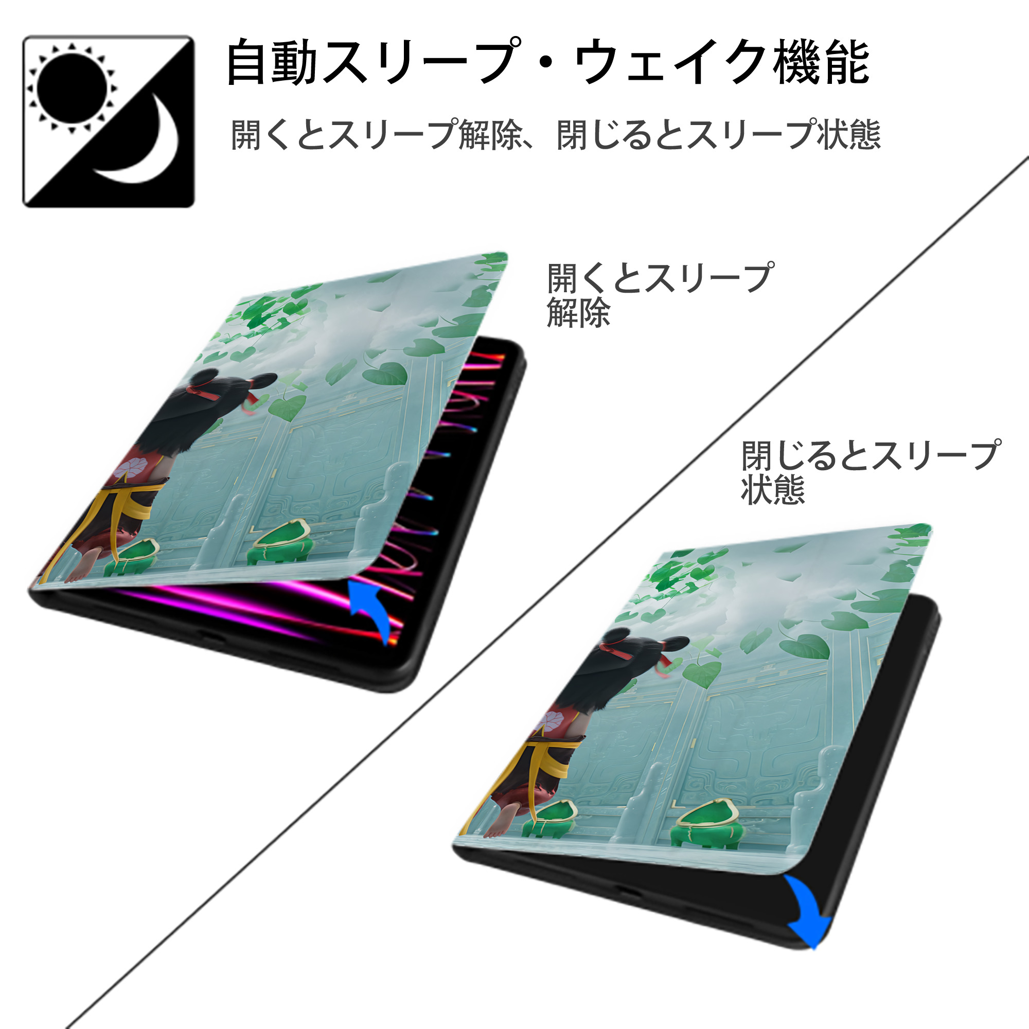 Ne Zha 2 ナタ 魔童の大暴れ IPad ケース ブック型 PUレザー TPU 耐衝撃 軽量 薄型 ペン収納なし 全面保護 IPad 各モデル対応