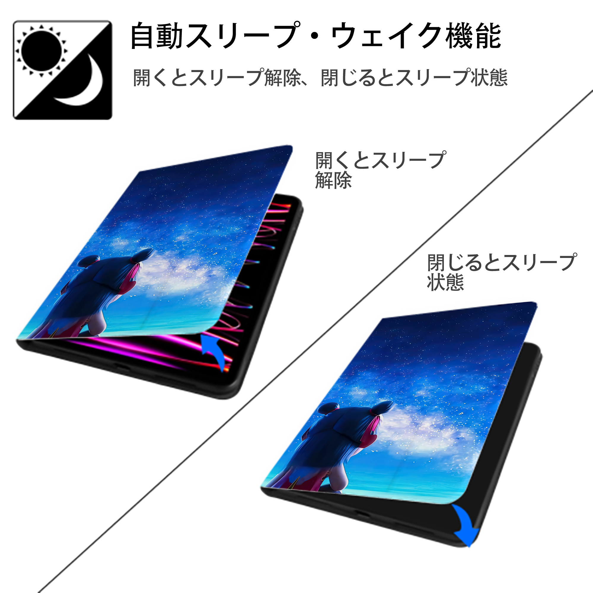 Ne Zha 2 ナタ 魔童の大暴れ IPad ケース ブック型 PUレザー TPU 耐衝撃 軽量 薄型 ペン収納なし 全面保護 IPad 各モデル対応