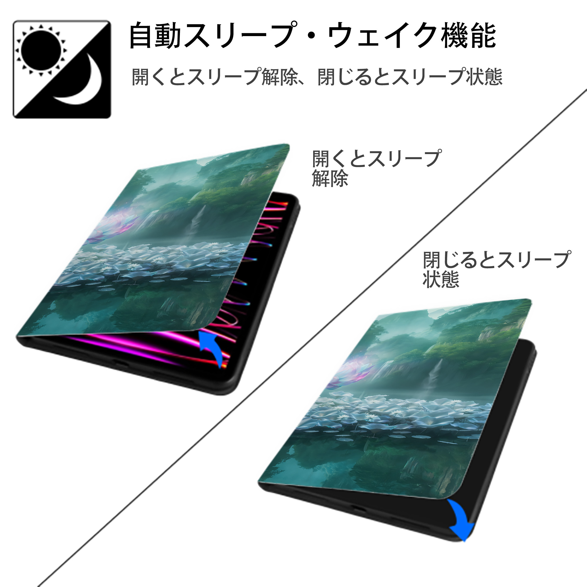 Ne Zha 2 ナタ 魔童の大暴れ IPad ケース ブック型 PUレザー TPU 耐衝撃 軽量 薄型 ペン収納なし 全面保護 IPad 各モデル対応