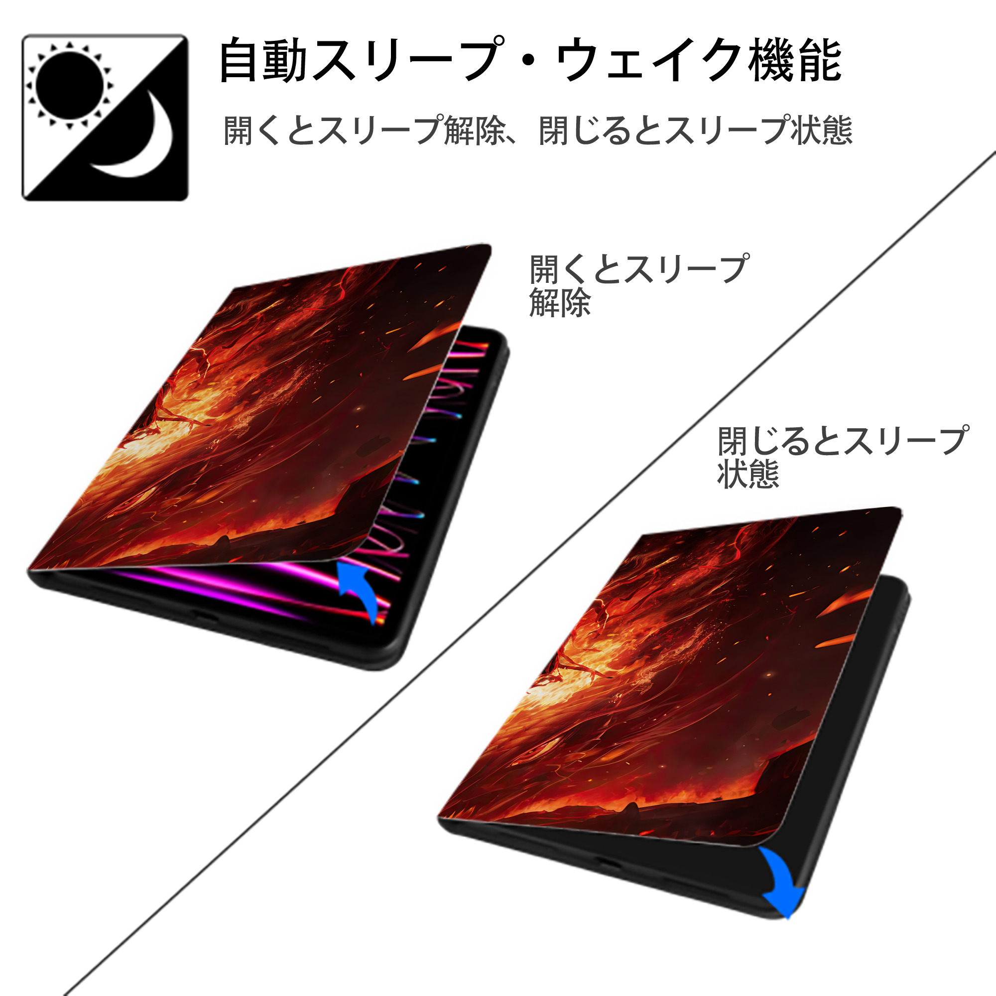 Ne Zha 2 ナタ 魔童の大暴れ IPad ケース ブック型 PUレザー TPU 耐衝撃 軽量 薄型 ペン収納なし 全面保護 IPad 各モデル対応