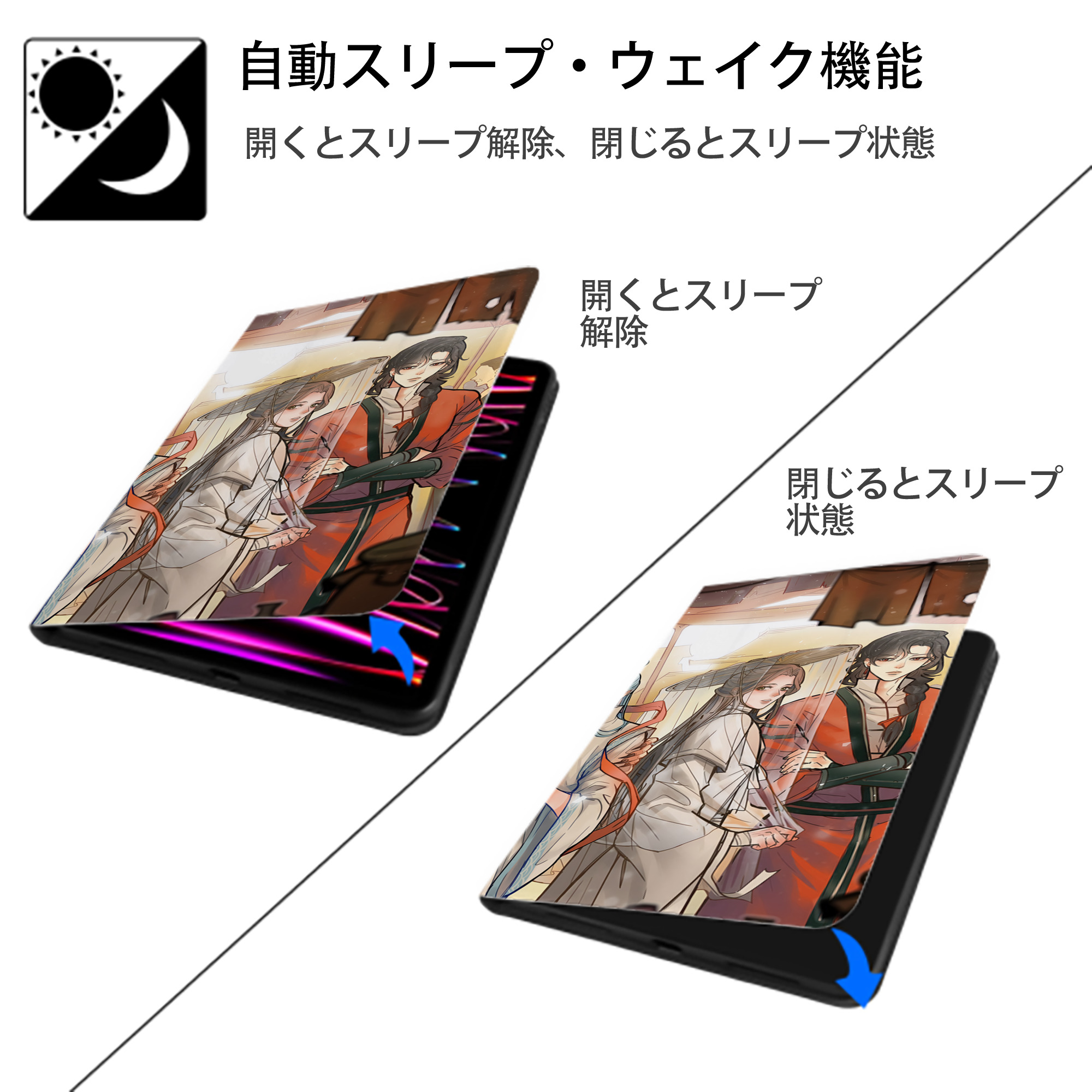 Ne Zha 2 ナタ 魔童の大暴れ IPad ケース ブック型 PUレザー TPU 耐衝撃 軽量 薄型 ペン収納なし 全面保護 IPad 各モデル対応