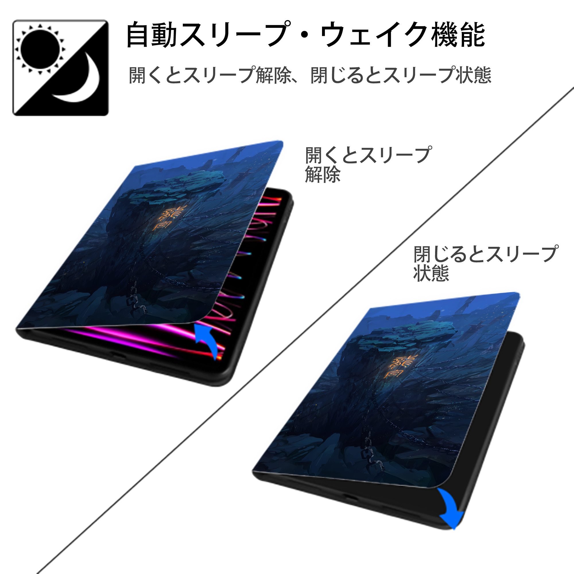 Ne Zha 2 ナタ 魔童の大暴れ IPad ケース ブック型 PUレザー TPU 耐衝撃 軽量 薄型 ペン収納なし 全面保護 IPad 各モデル対応