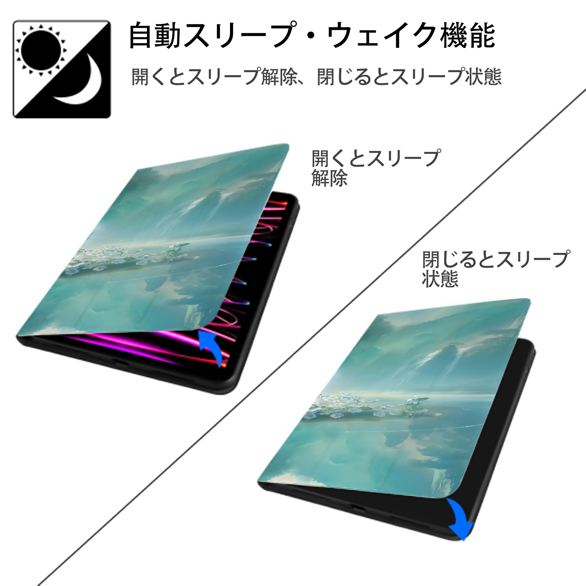 Ne Zha 2 ナタ 魔童の大暴れ IPad ケース ブック型 PUレザー TPU 耐衝撃 軽量 薄型 ペン収納なし 全面保護 IPad 各モデル対応