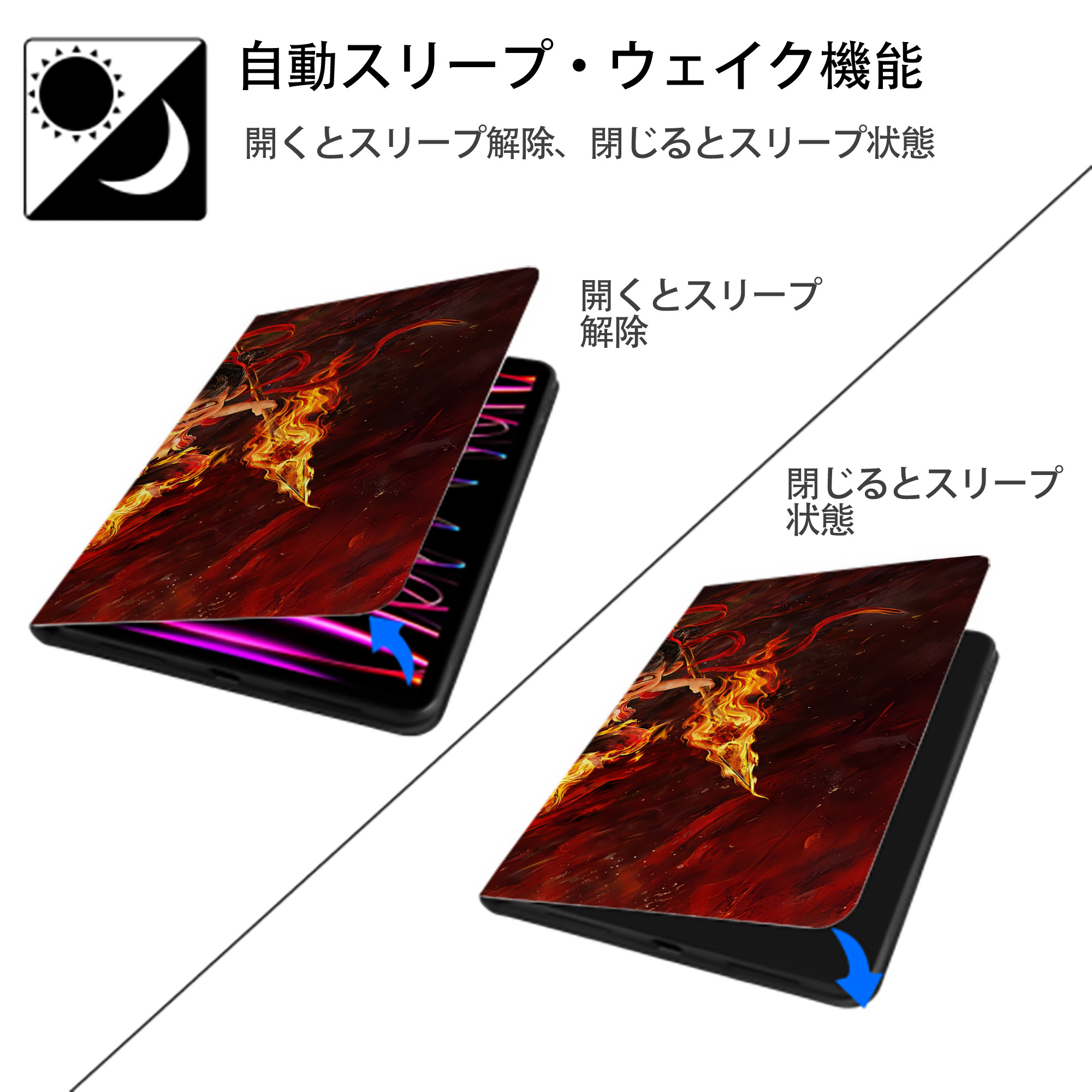 Ne Zha 2 ナタ 魔童の大暴れ IPad ケース ブック型 PUレザー TPU 耐衝撃 軽量 薄型 ペン収納なし 全面保護 IPad 各モデル対応