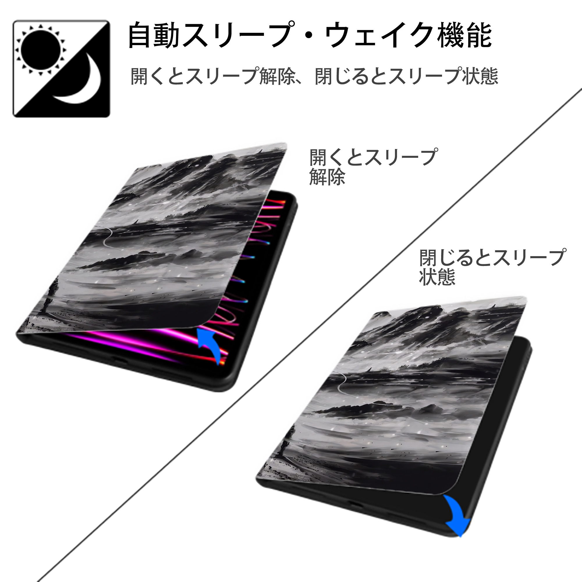 Ne Zha 2 ナタ 魔童の大暴れ IPad ケース ブック型 PUレザー TPU 耐衝撃 軽量 薄型 ペン収納なし 全面保護 IPad 各モデル対応