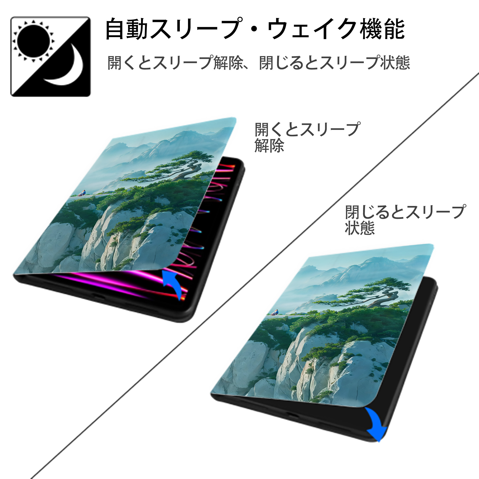 Ne Zha 2 ナタ 魔童の大暴れ IPad ケース ブック型 PUレザー TPU 耐衝撃 軽量 薄型 ペン収納なし 全面保護 IPad 各モデル対応