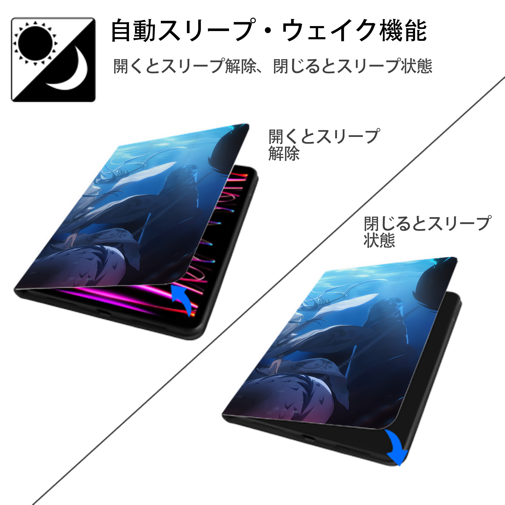 Ne Zha 2 ナタ 魔童の大暴れ IPad ケース ブック型 PUレザー TPU 耐衝撃 軽量 薄型 ペン収納なし 全面保護 IPad 各モデル対応