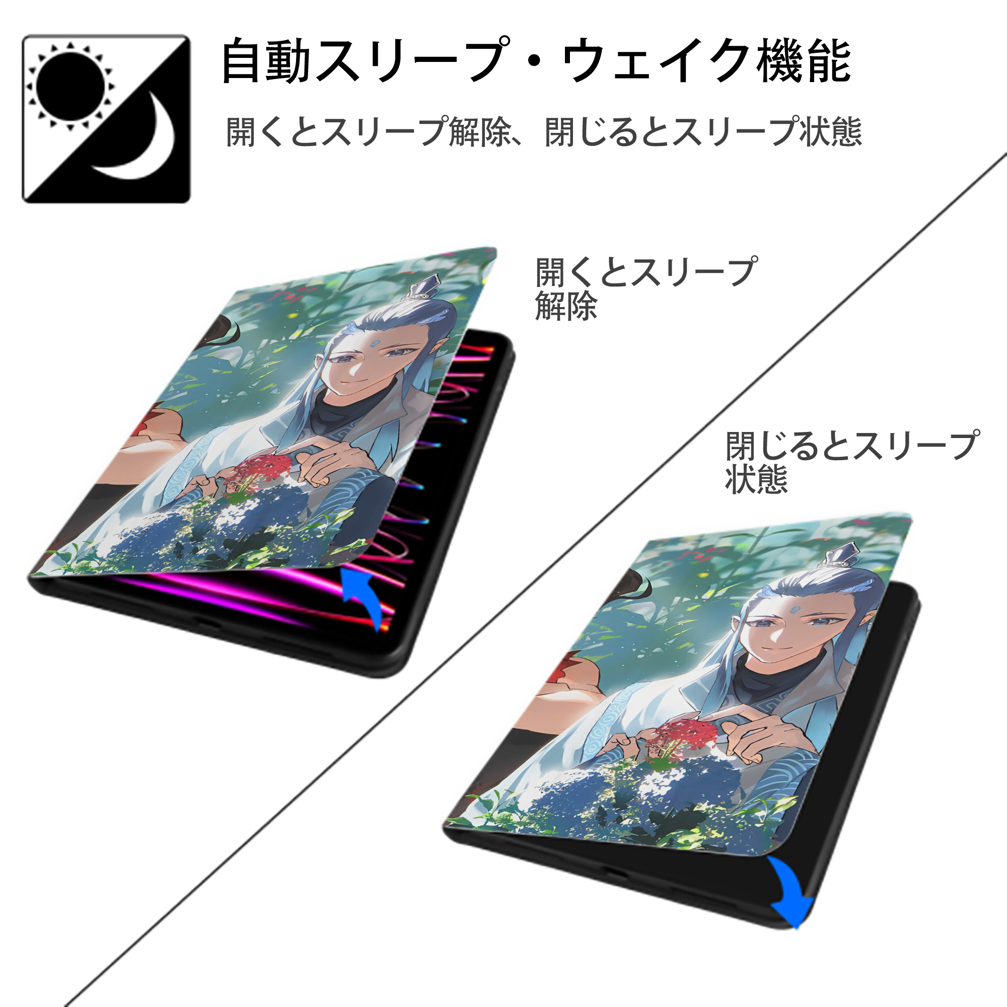 Ne Zha 2 ナタ 魔童の大暴れ IPad ケース ブック型 PUレザー TPU 耐衝撃 軽量 薄型 ペン収納なし 全面保護 IPad 各モデル対応