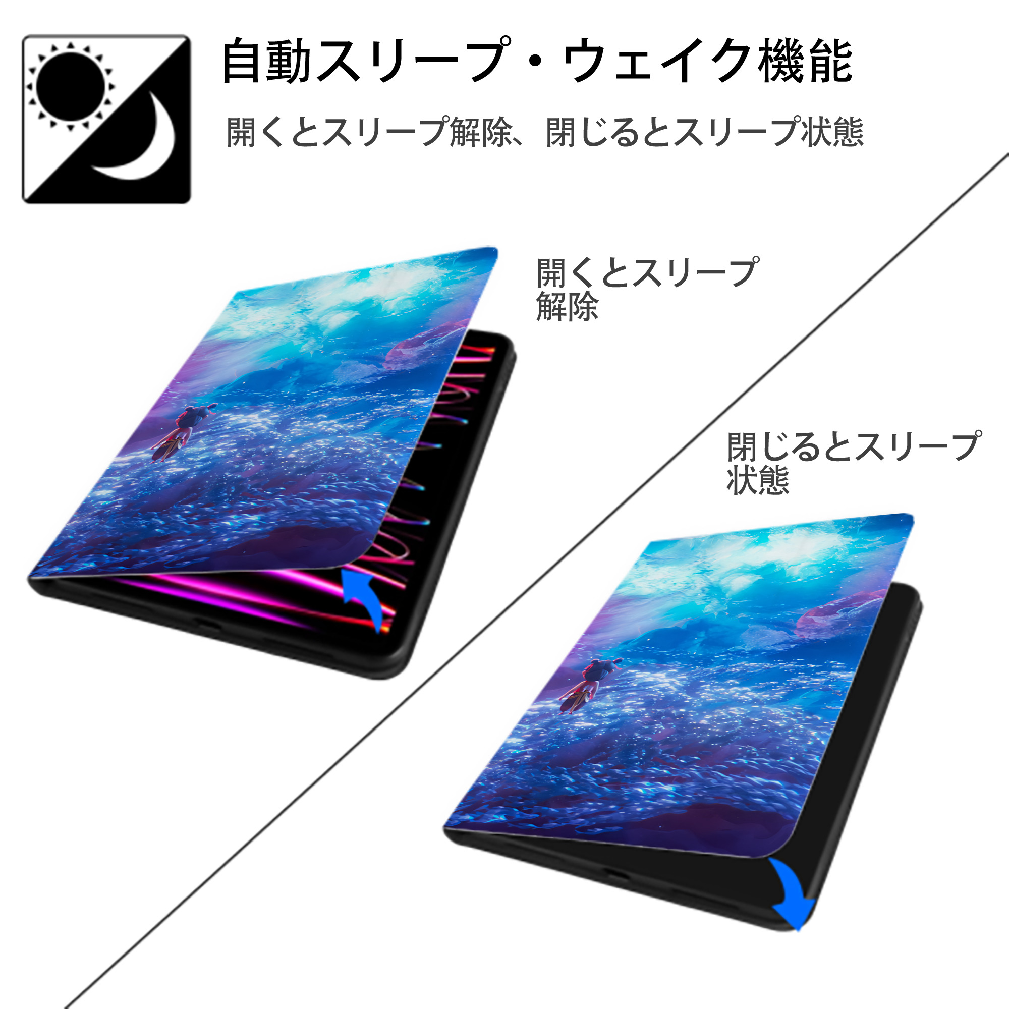 Ne Zha 2 ナタ 魔童の大暴れ IPad ケース ブック型 PUレザー TPU 耐衝撃 軽量 薄型 ペン収納なし 全面保護 IPad 各モデル対応