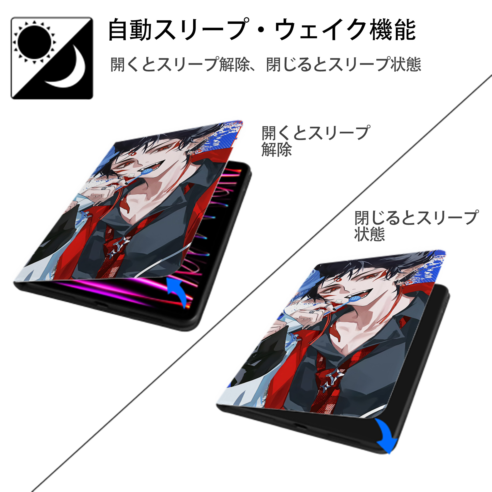 Ne Zha 2 ナタ 魔童の大暴れ IPad ケース ブック型 PUレザー TPU 耐衝撃 軽量 薄型 ペン収納なし 全面保護 IPad 各モデル対応