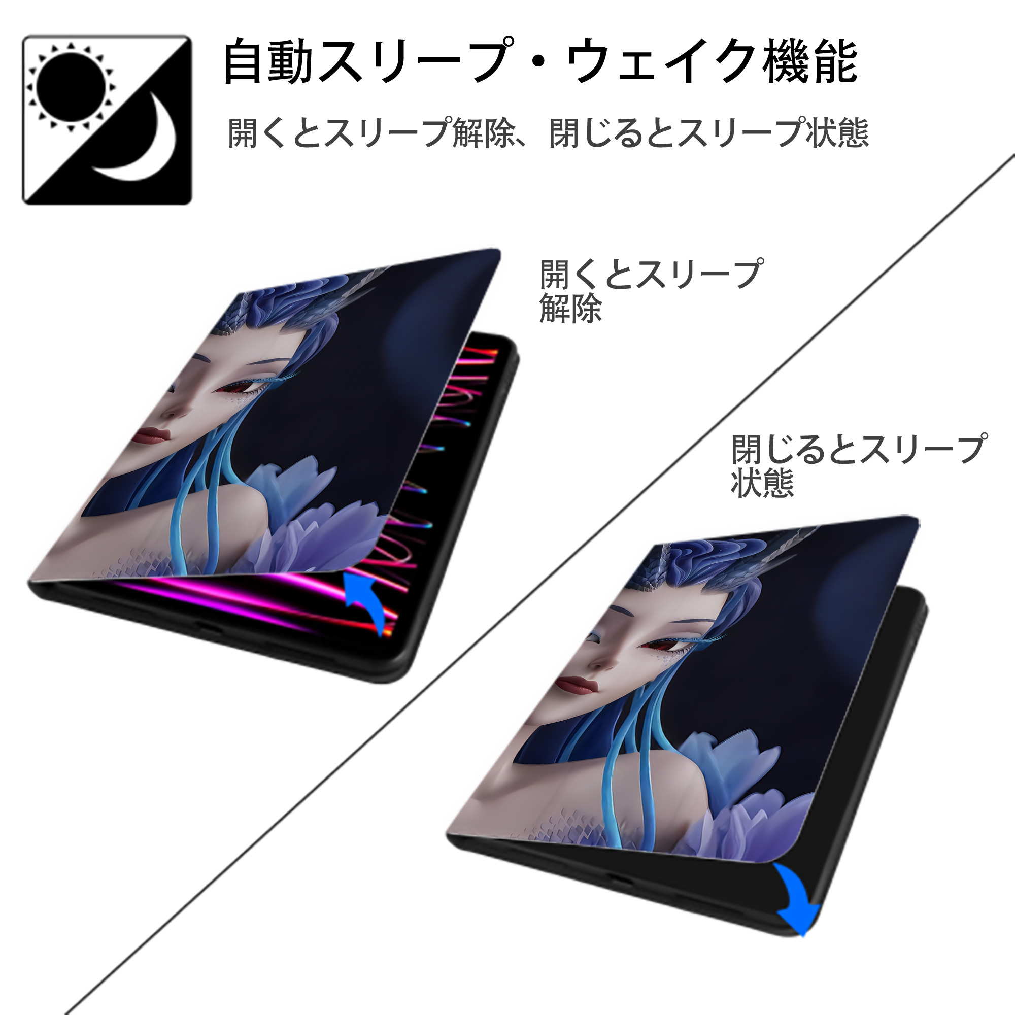 Ne Zha 2 ナタ 魔童の大暴れ IPad ケース ブック型 PUレザー TPU 耐衝撃 軽量 薄型 ペン収納なし 全面保護 IPad 各モデル対応