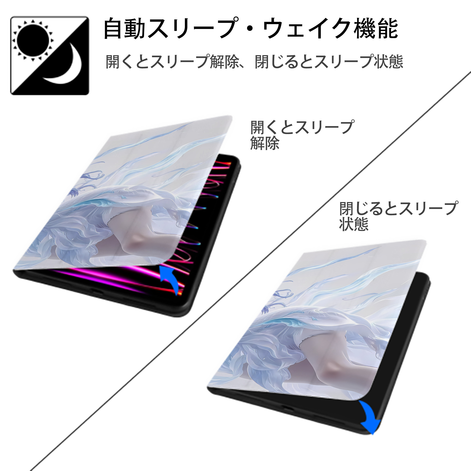 Ne Zha 2 ナタ 魔童の大暴れ IPad ケース ブック型 PUレザー TPU 耐衝撃 軽量 薄型 ペン収納なし 全面保護 IPad 各モデル対応