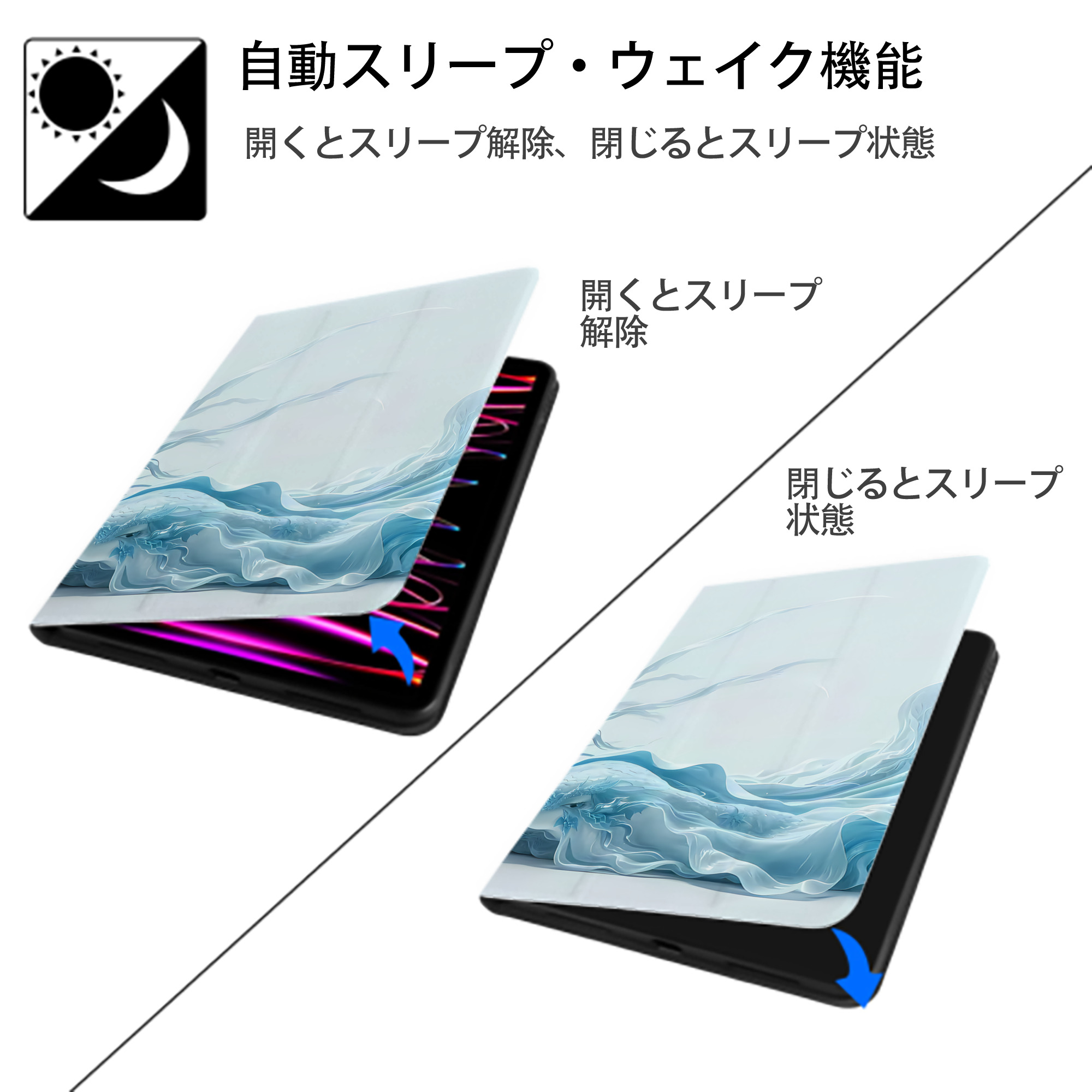 Ne Zha 2 ナタ 魔童の大暴れ IPad ケース ブック型 PUレザー TPU 耐衝撃 軽量 薄型 ペン収納なし 全面保護 IPad 各モデル対応