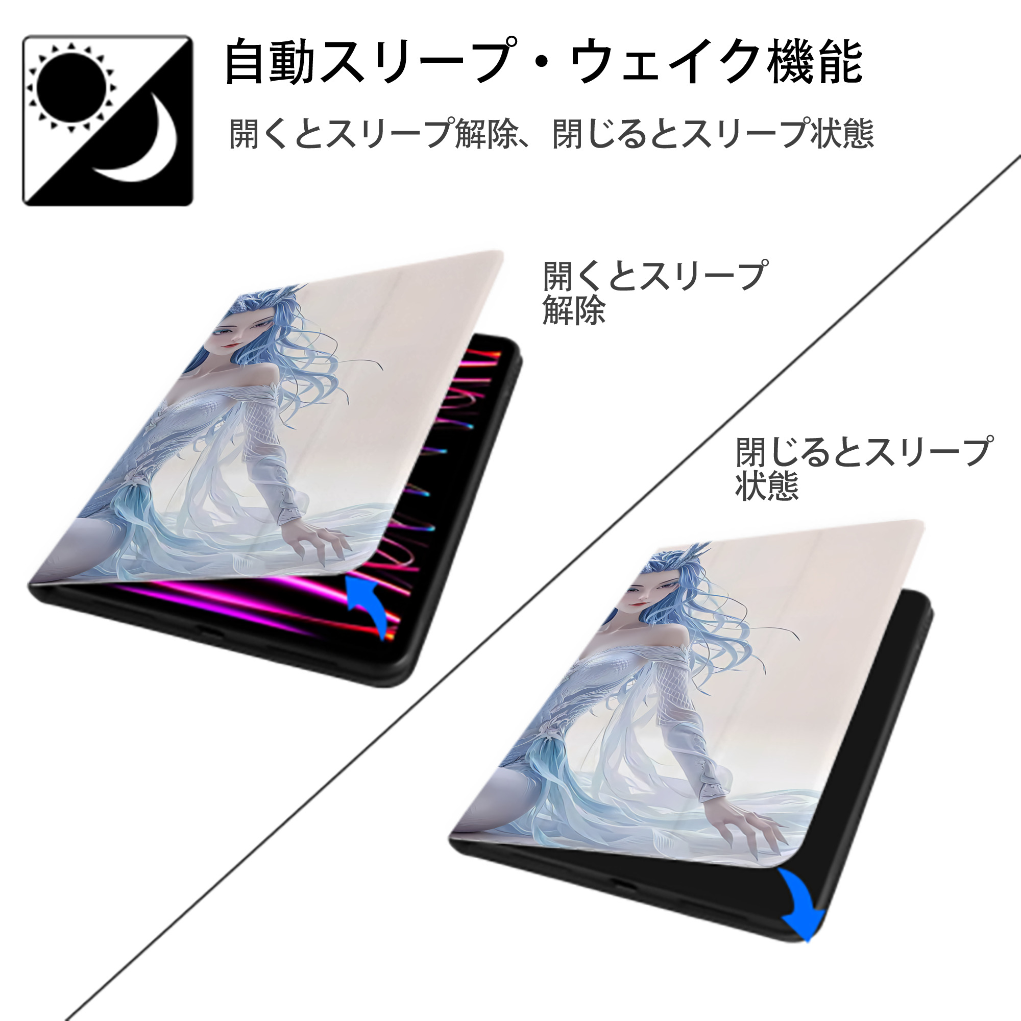 Ne Zha 2 ナタ 魔童の大暴れ IPad ケース ブック型 PUレザー TPU 耐衝撃 軽量 薄型 ペン収納なし 全面保護 IPad 各モデル対応