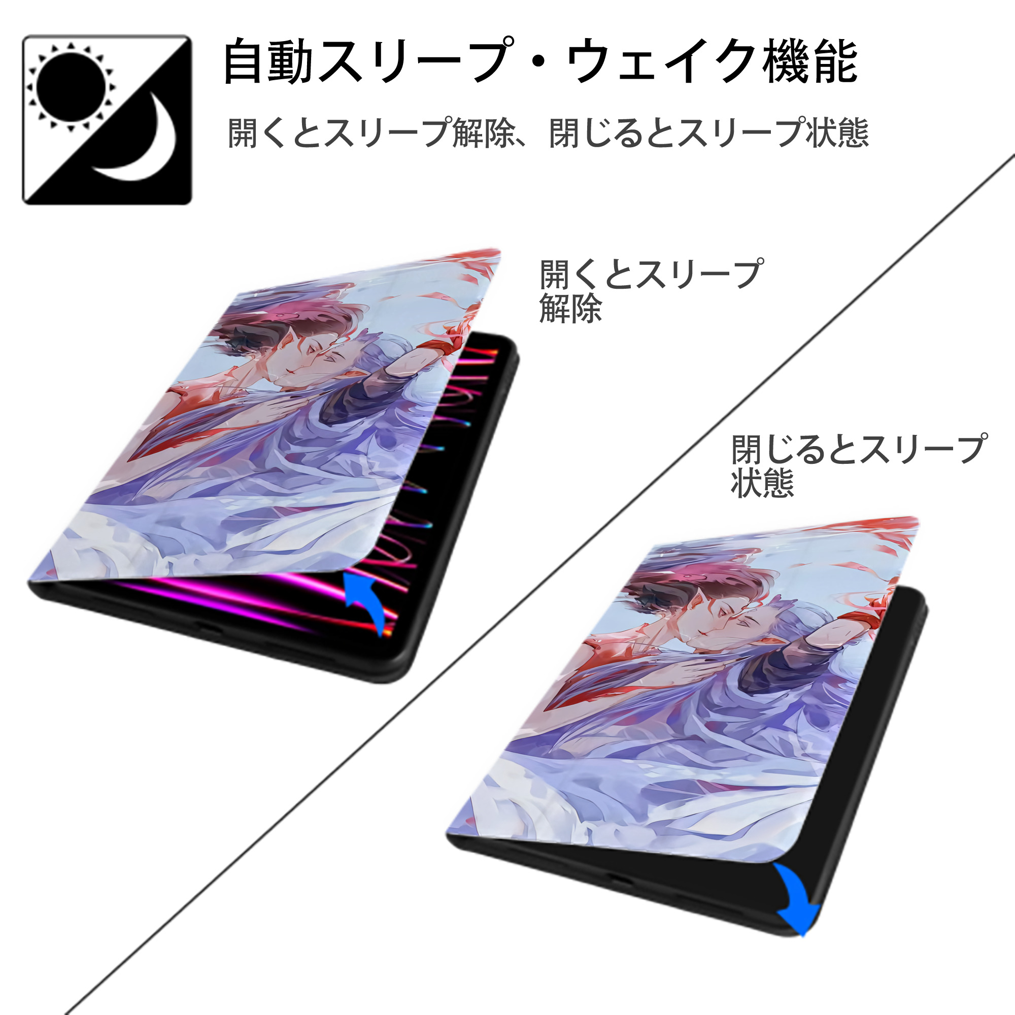 Ne Zha 2 ナタ 魔童の大暴れ IPad ケース ブック型 PUレザー TPU 耐衝撃 軽量 薄型 ペン収納なし 全面保護 IPad 各モデル対応