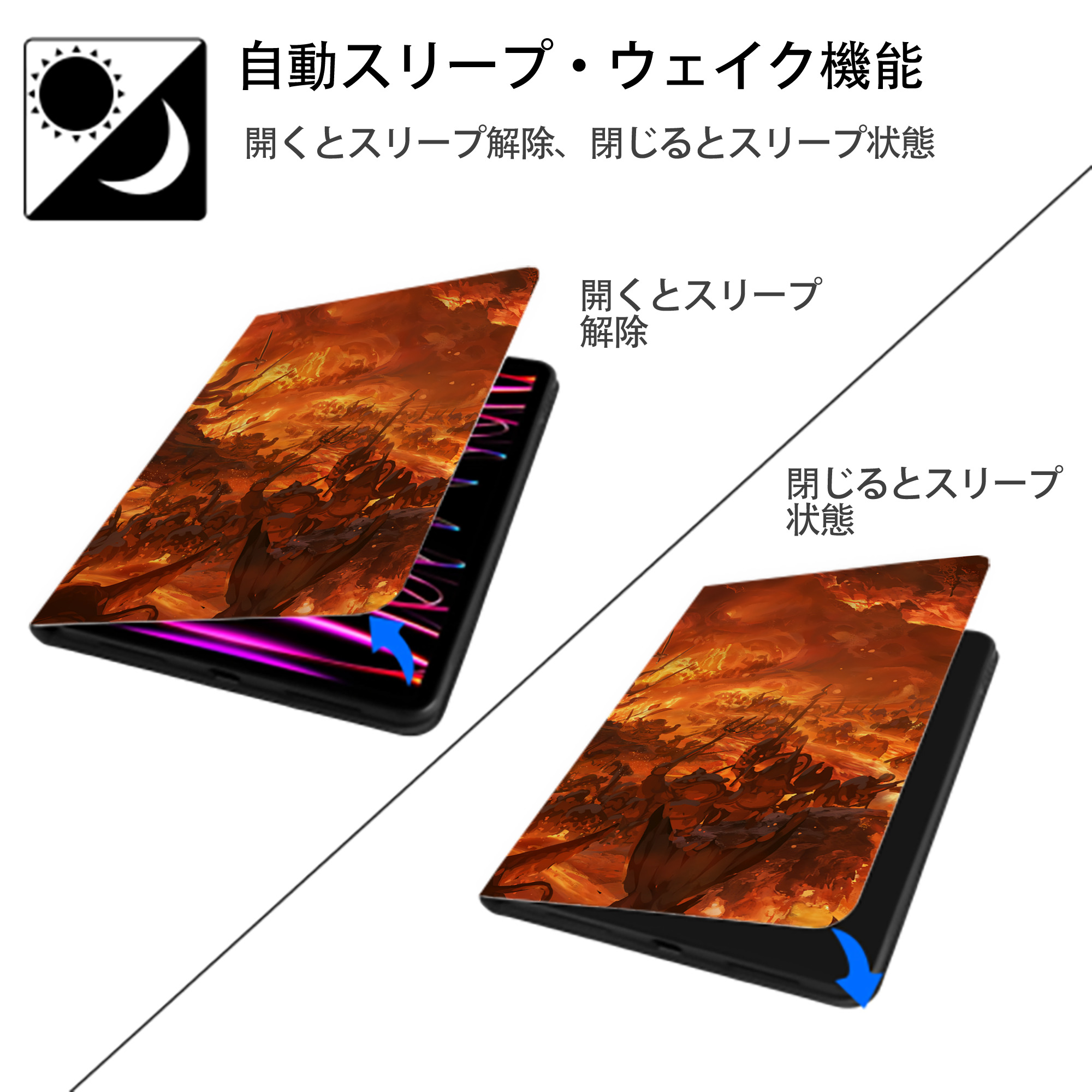 Ne Zha 2 ナタ 魔童の大暴れ IPadケース ペンホルダー付き ブックスタイルデザイン