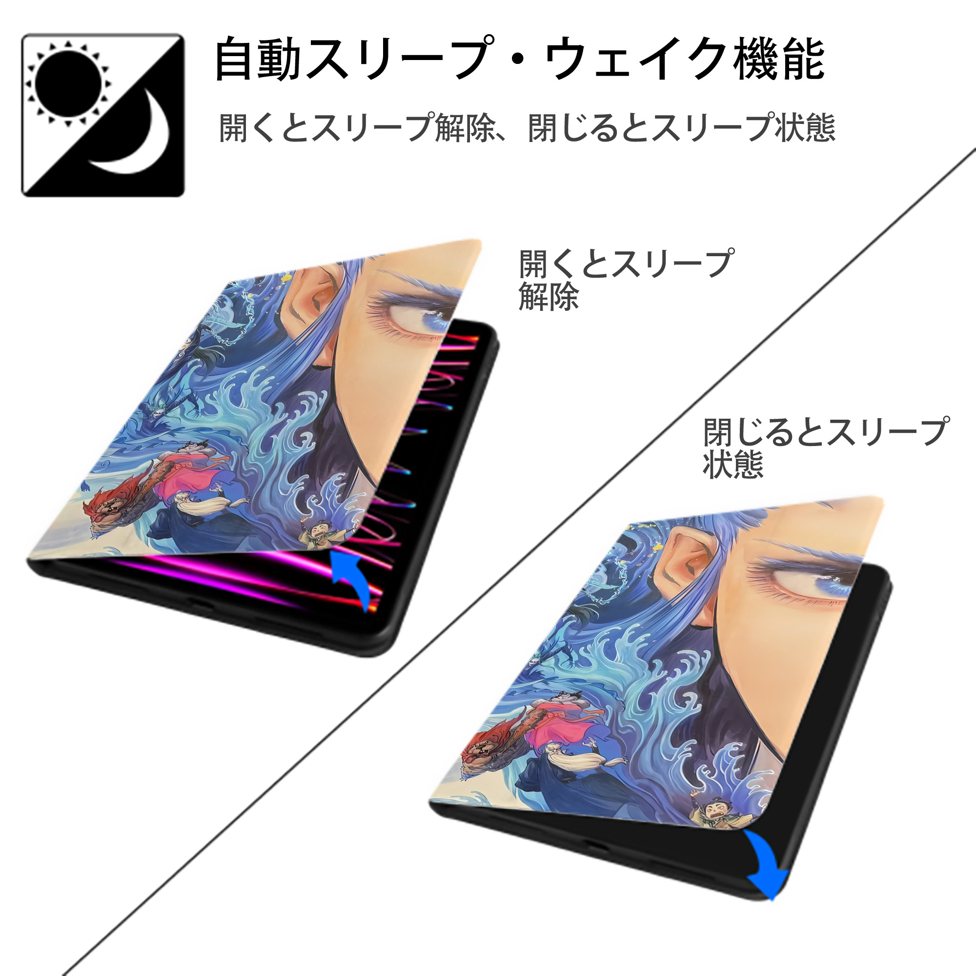 Ne Zha 2 ナタ 魔童の大暴れ IPadケース ペンホルダー付き ブックスタイルデザイン