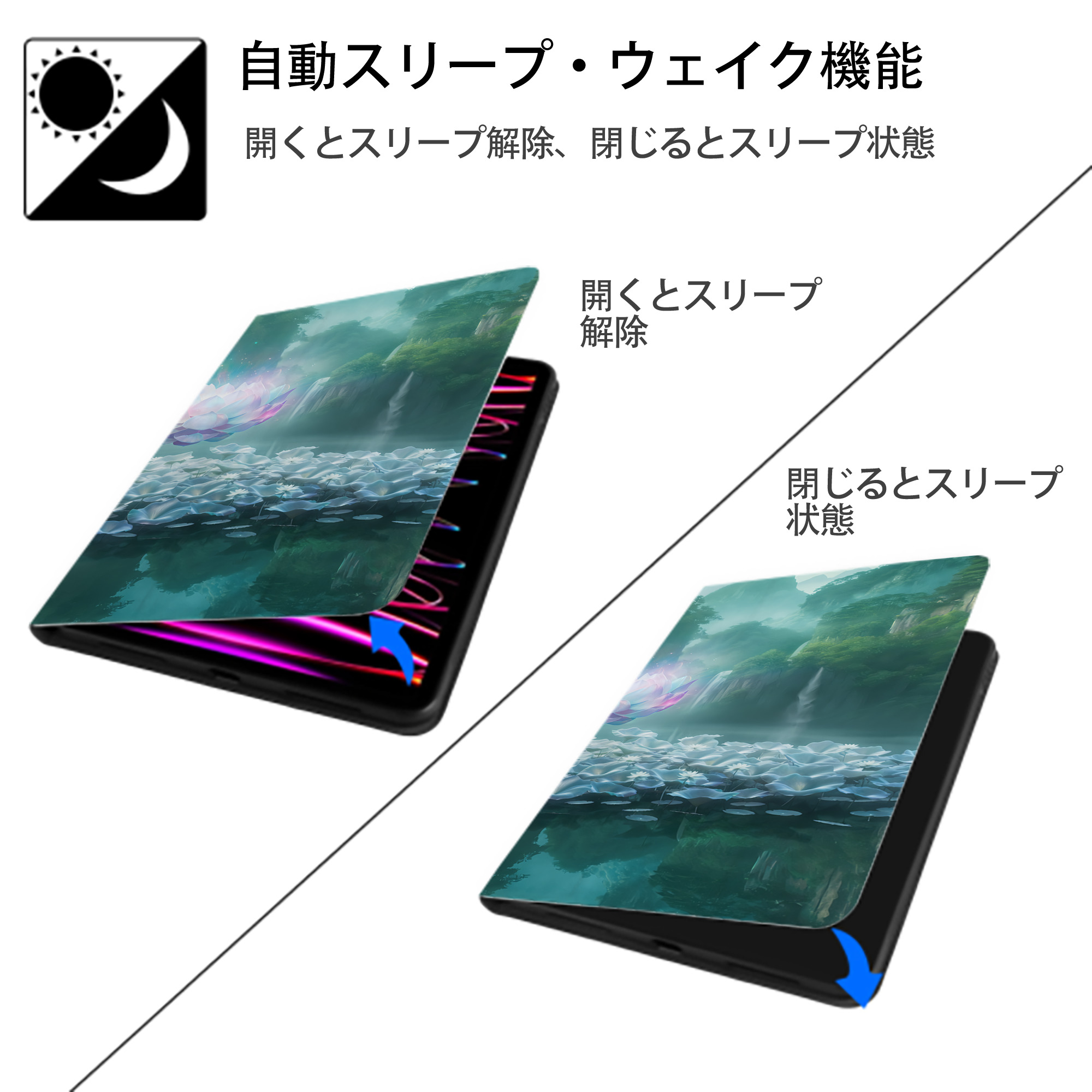 Ne Zha 2 ナタ 魔童の大暴れ IPadケース ペンホルダー付き ブックスタイルデザイン