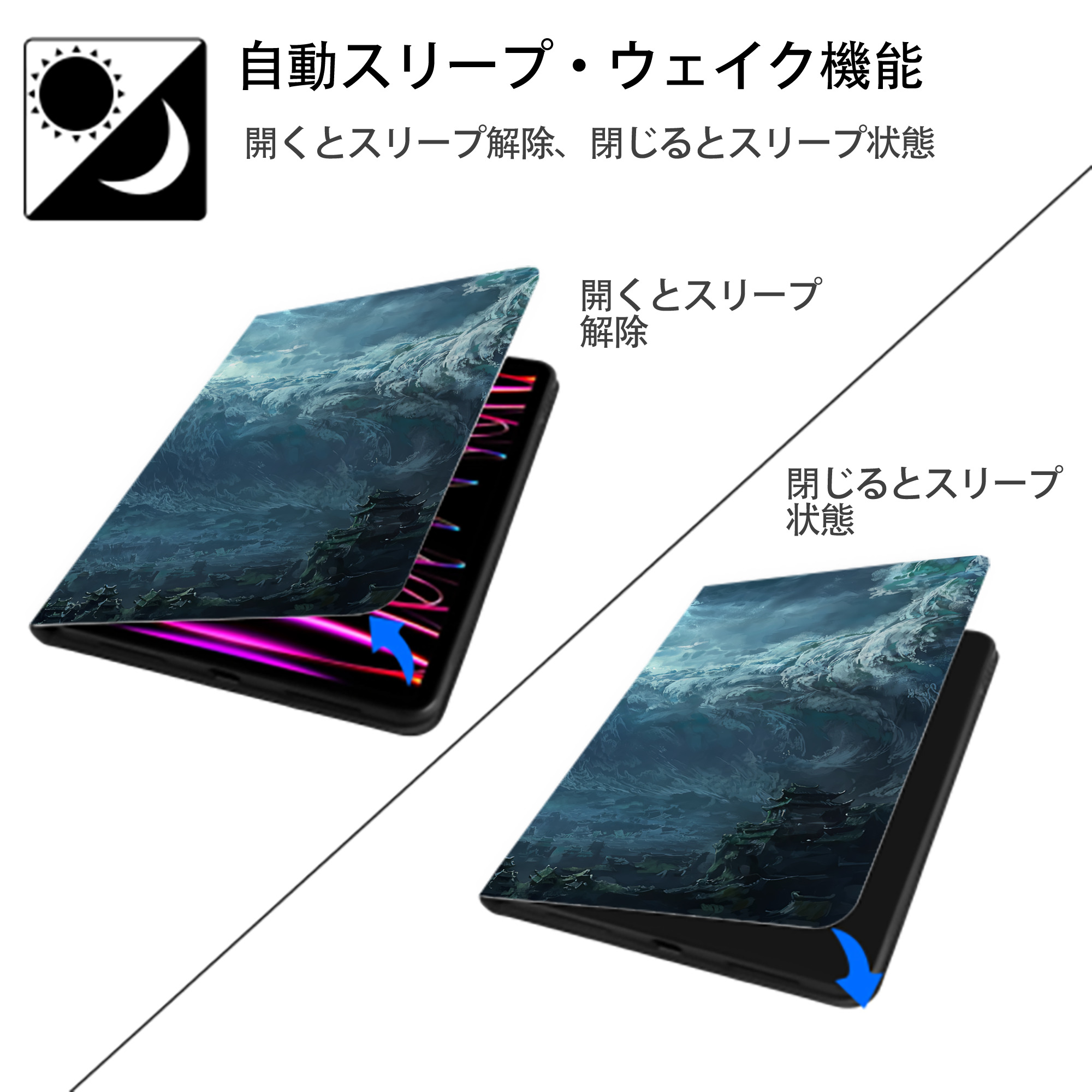 Ne Zha 2 ナタ 魔童の大暴れ IPadケース ペンホルダー付き ブックスタイルデザイン