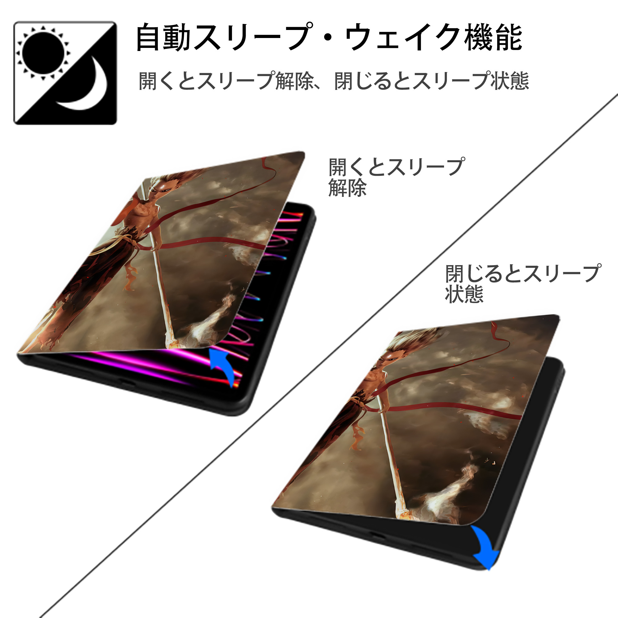 Ne Zha 2 ナタ 魔童の大暴れ IPadケース ペンホルダー付き ブックスタイルデザイン