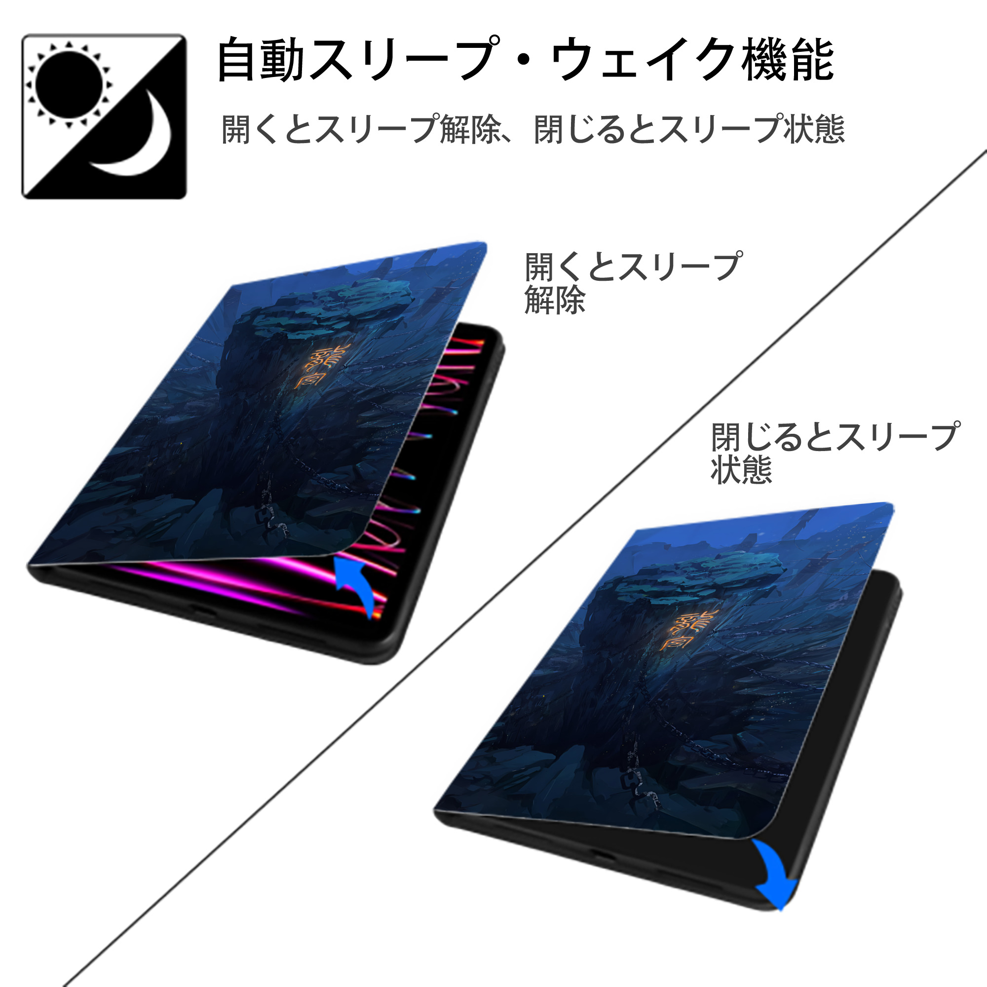 Ne Zha 2 ナタ 魔童の大暴れ IPadケース ペンホルダー付き ブックスタイルデザイン