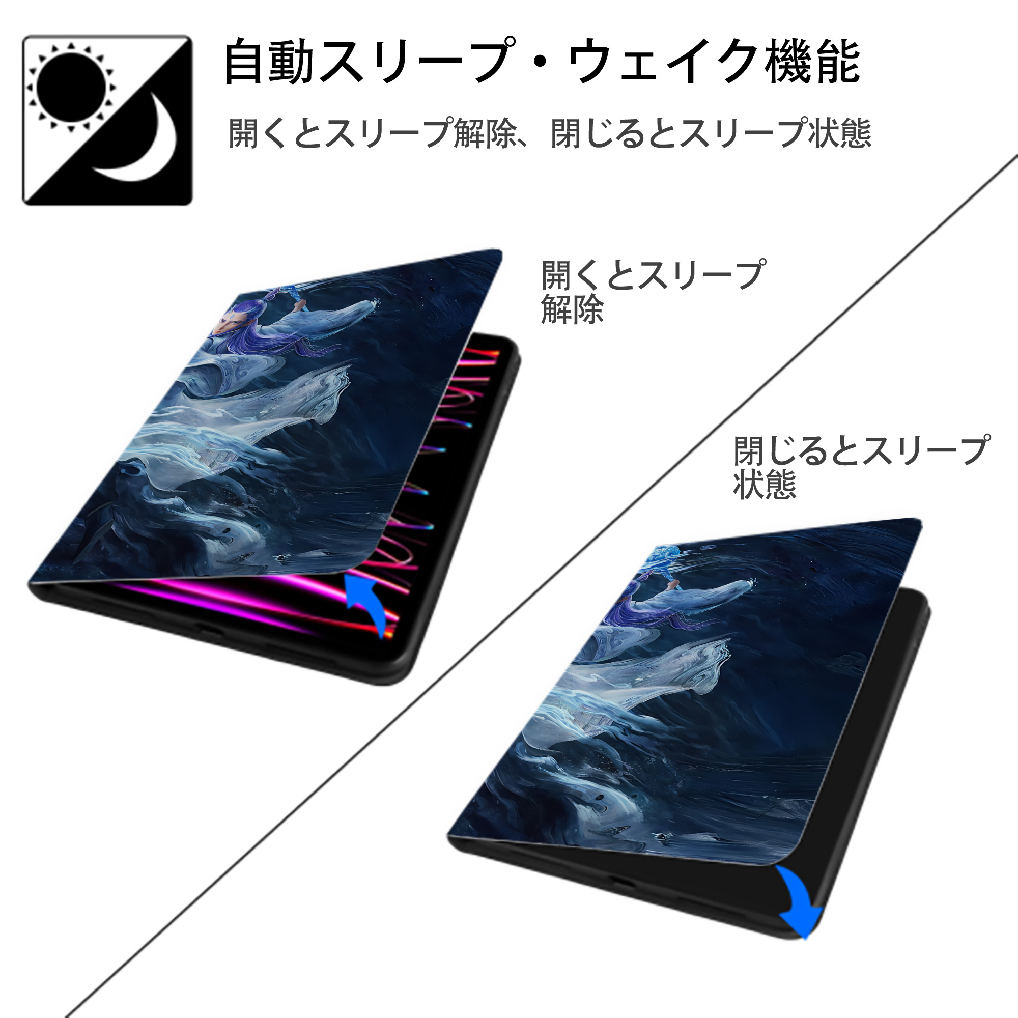 Ne Zha 2 ナタ 魔童の大暴れ IPadケース ペンホルダー付き ブックスタイルデザイン