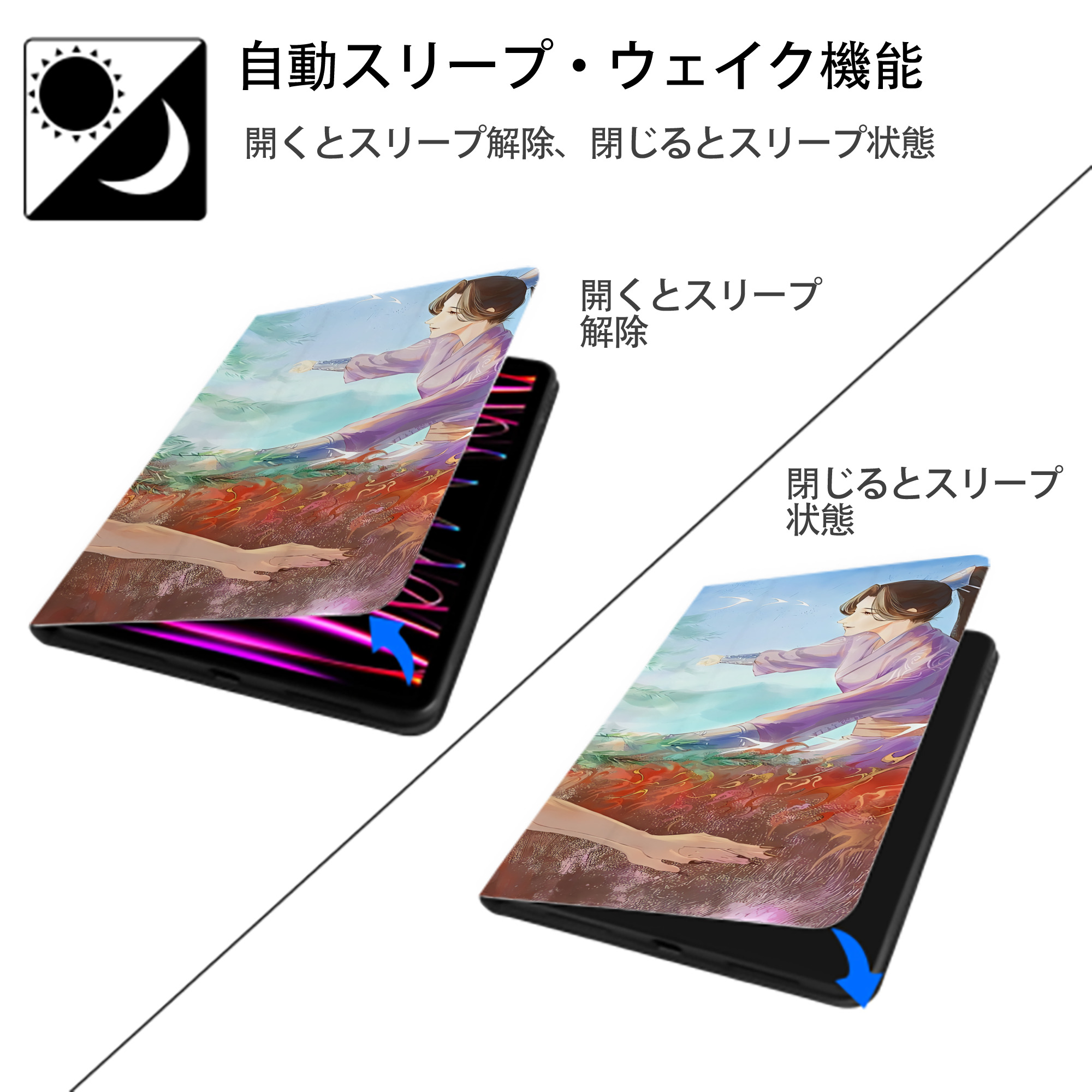 Ne Zha 2 ナタ 魔童の大暴れ IPadケース ペンホルダー付き ブックスタイルデザイン