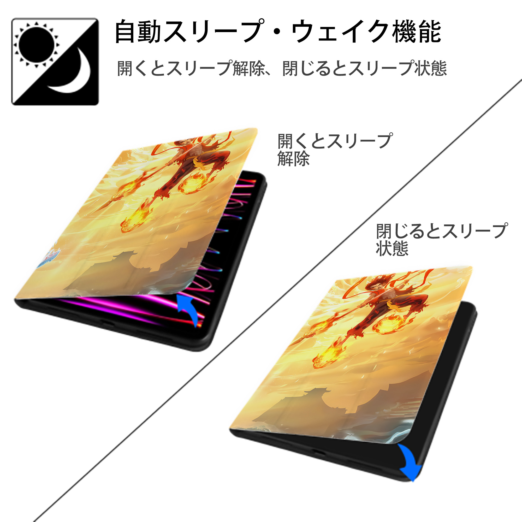 Ne Zha 2 ナタ 魔童の大暴れ IPadケース ペンホルダー付き ブックスタイルデザイン
