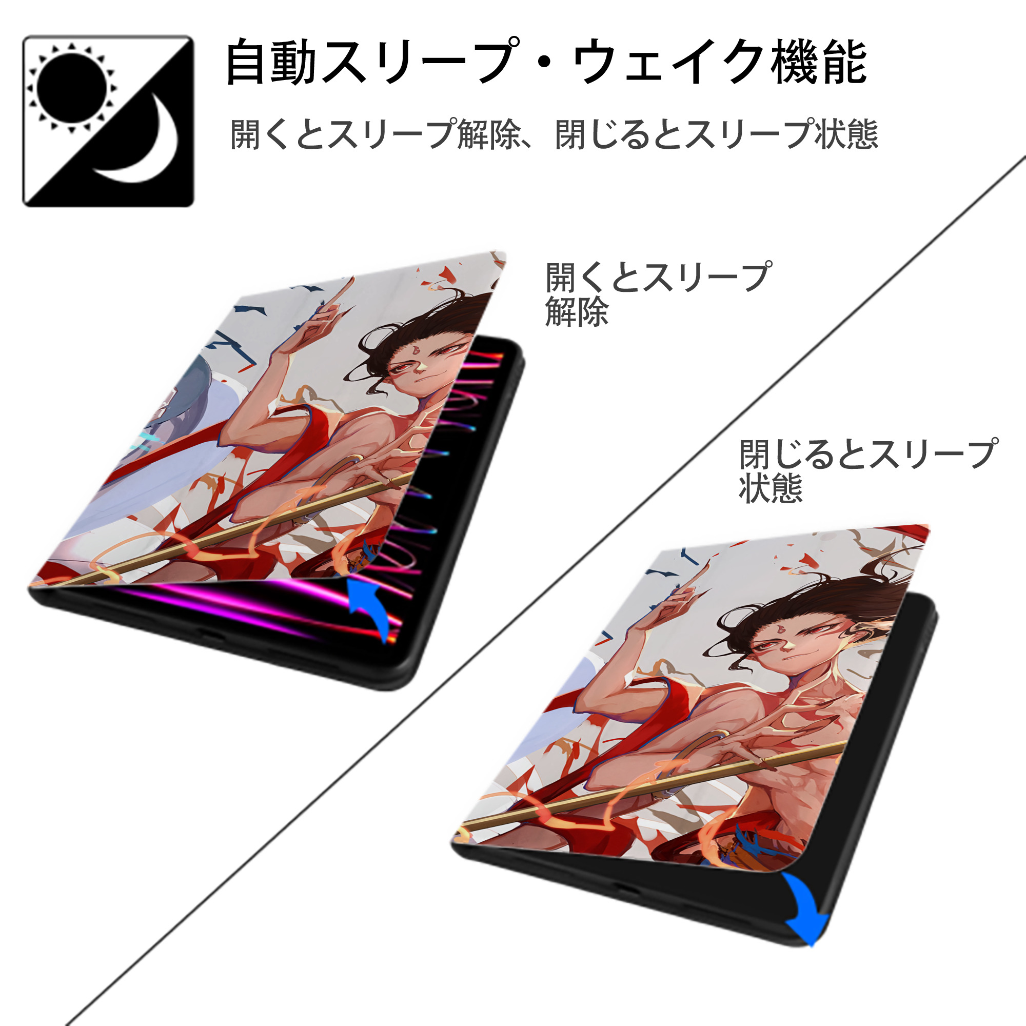 Ne Zha 2 ナタ 魔童の大暴れ IPadケース ペンホルダー付き ブックスタイルデザイン
