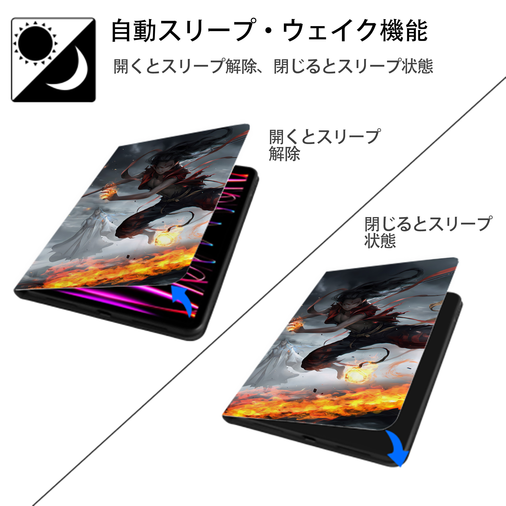 Ne Zha 2 ナタ 魔童の大暴れ IPadケース ペンホルダー付き ブックスタイルデザイン