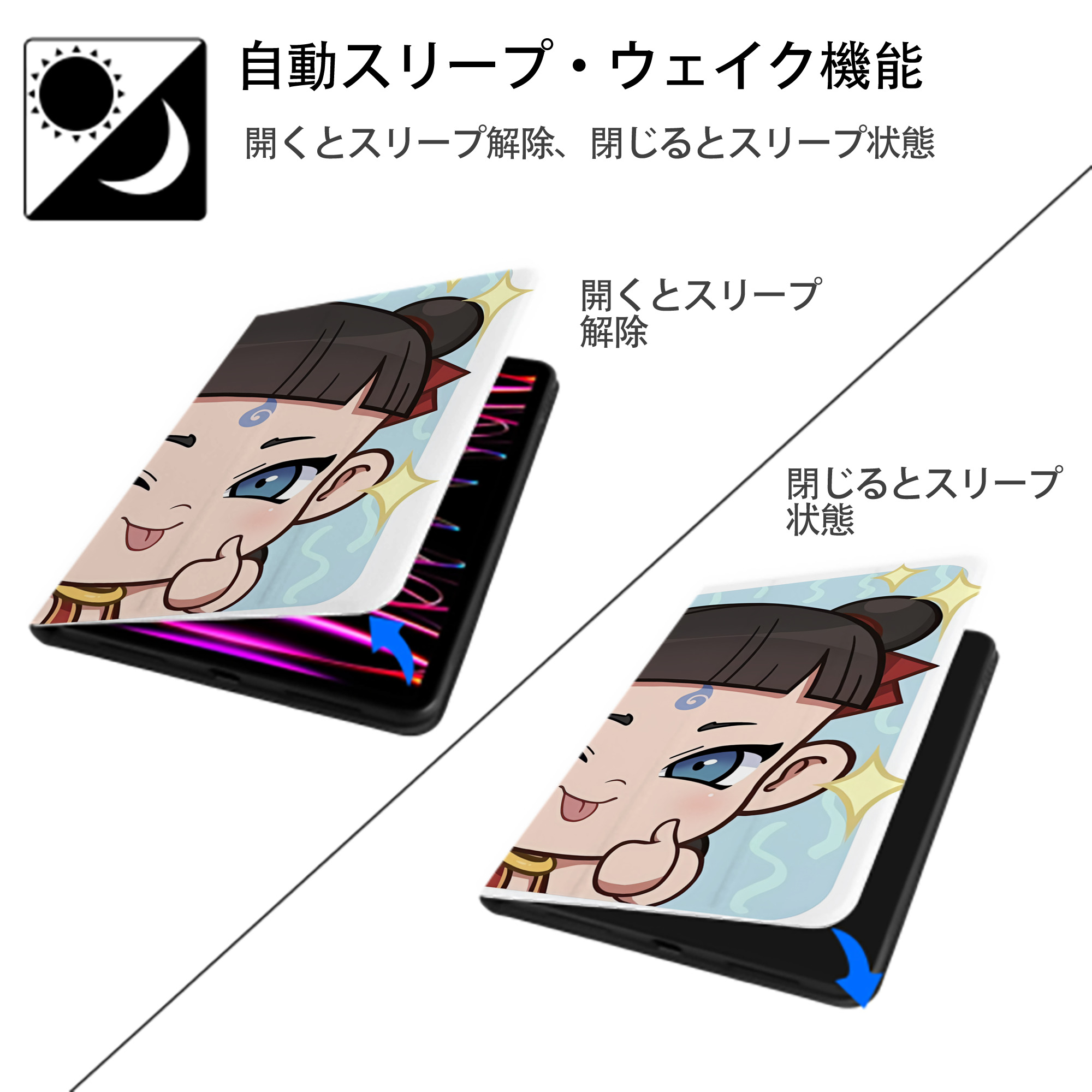 Ne Zha 2 ナタ 魔童の大暴れ IPadケース ペンホルダー付き ブックスタイルデザイン