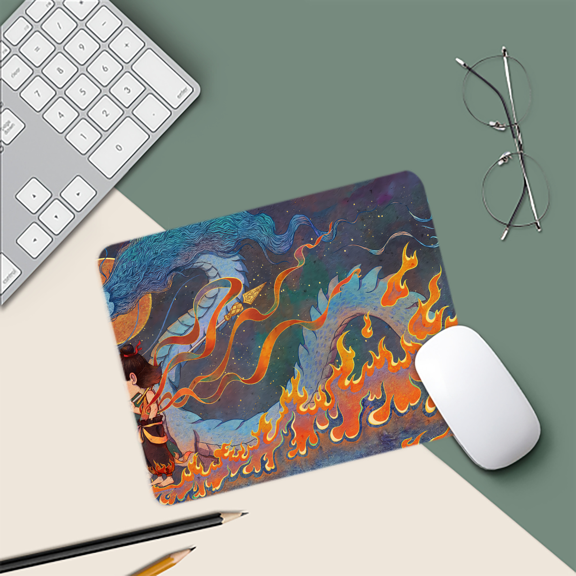 Ne Zha 2 ナタ 魔童の大暴れ マウスパッド ステッチ加工 ラバー素材 防水 滑り止め 超薄型 ゲーミング/オフィス対応