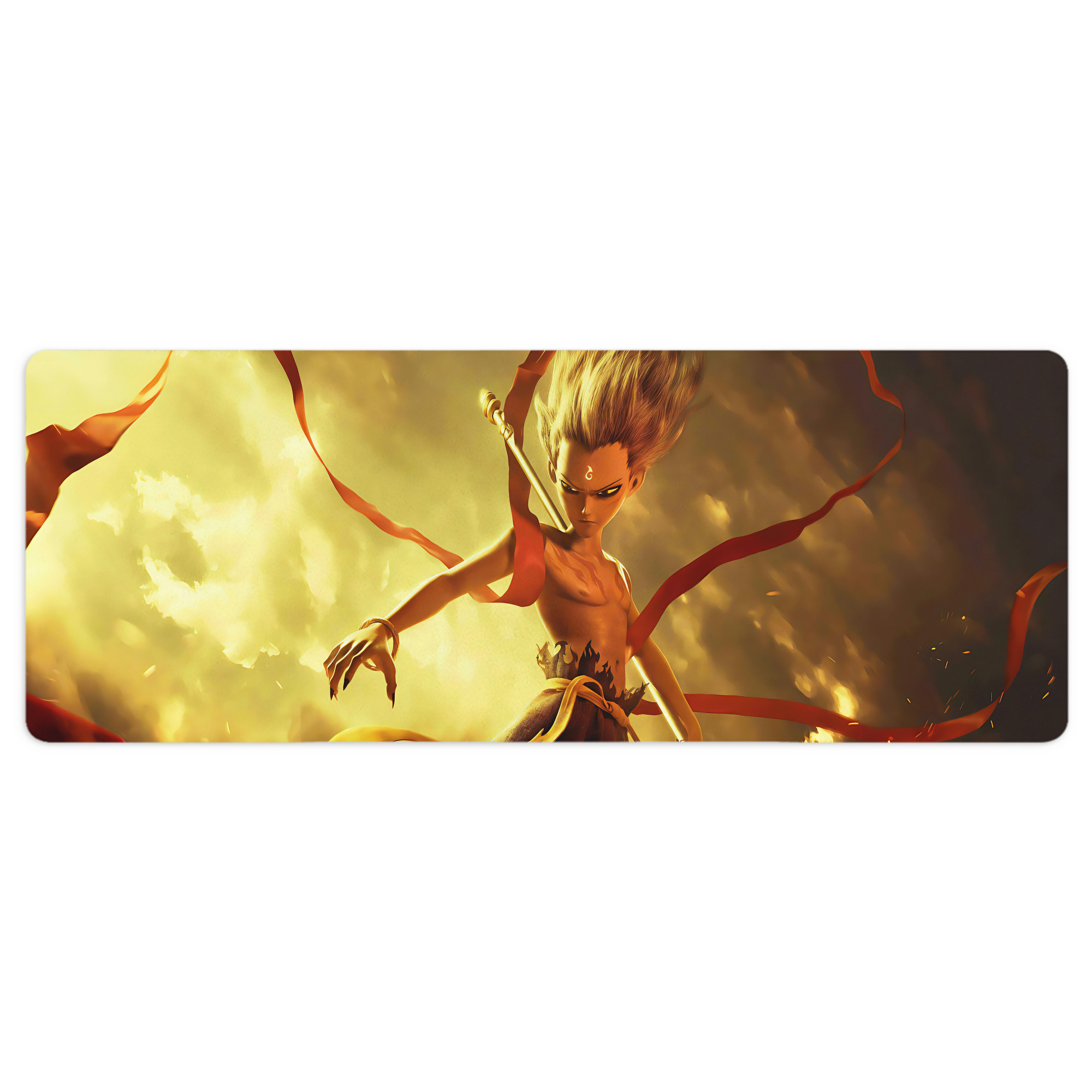 （画像用） Ne Zha 2 ナタ 魔童の大暴れ ステッチ加工 大判デスクマット／滑り止めマウスパッド