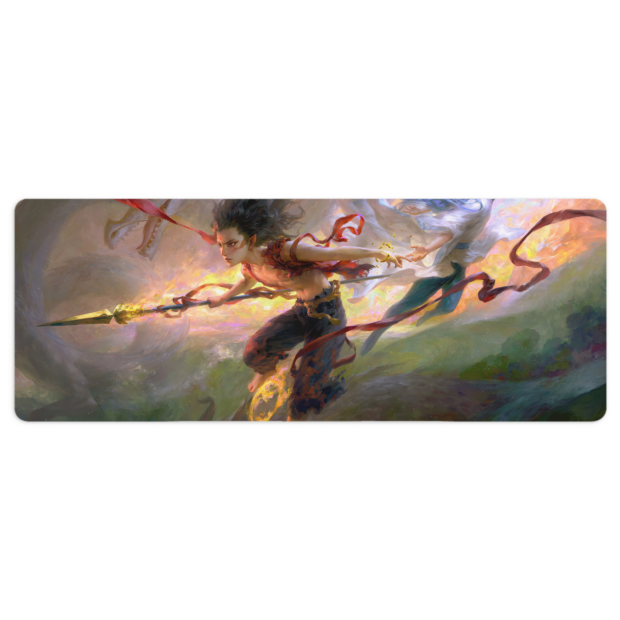 （画像用） Ne Zha 2 ナタ 魔童の大暴れ ステッチ加工 大判デスクマット／滑り止めマウスパッド