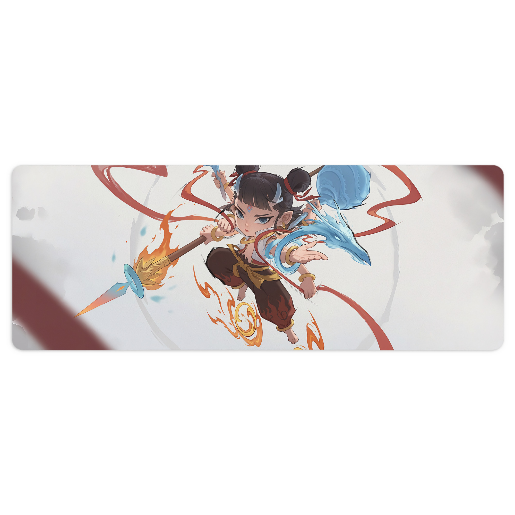 （画像用） Ne Zha 2 ナタ 魔童の大暴れ ステッチ加工 大判デスクマット／滑り止めマウスパッド
