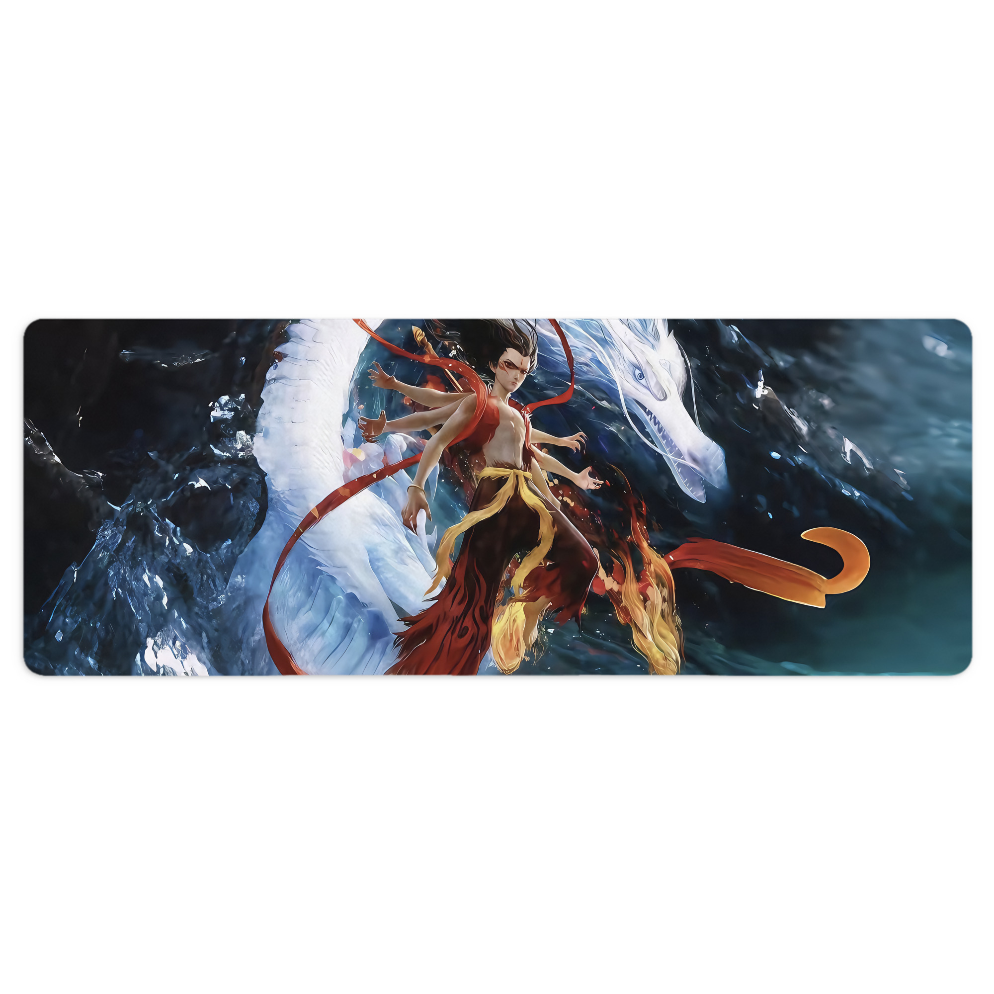（画像用） Ne Zha 2 ナタ 魔童の大暴れ ステッチ加工 大判デスクマット／滑り止めマウスパッド