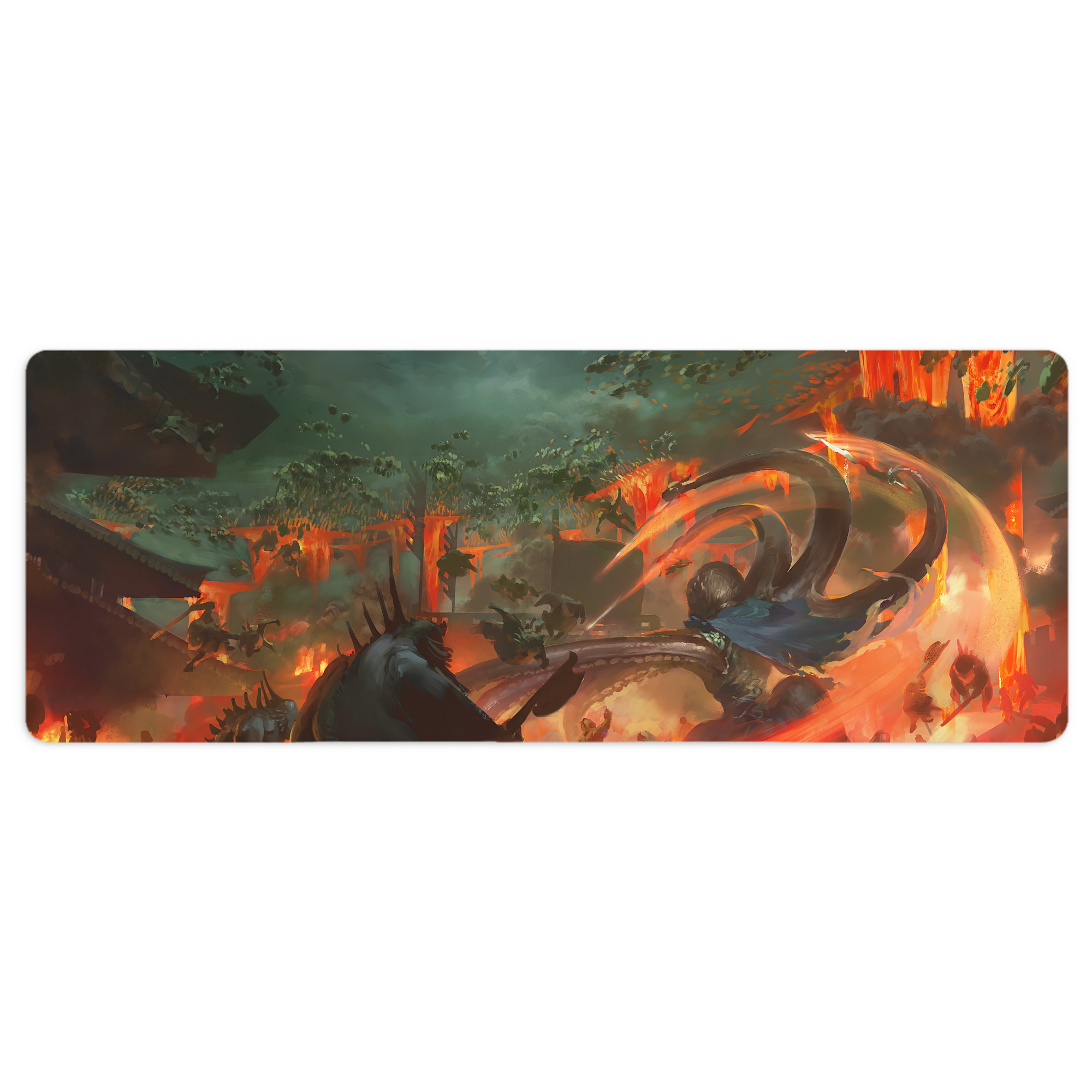 （画像用） Ne Zha 2 ナタ 魔童の大暴れ ステッチ加工 大判デスクマット／滑り止めマウスパッド