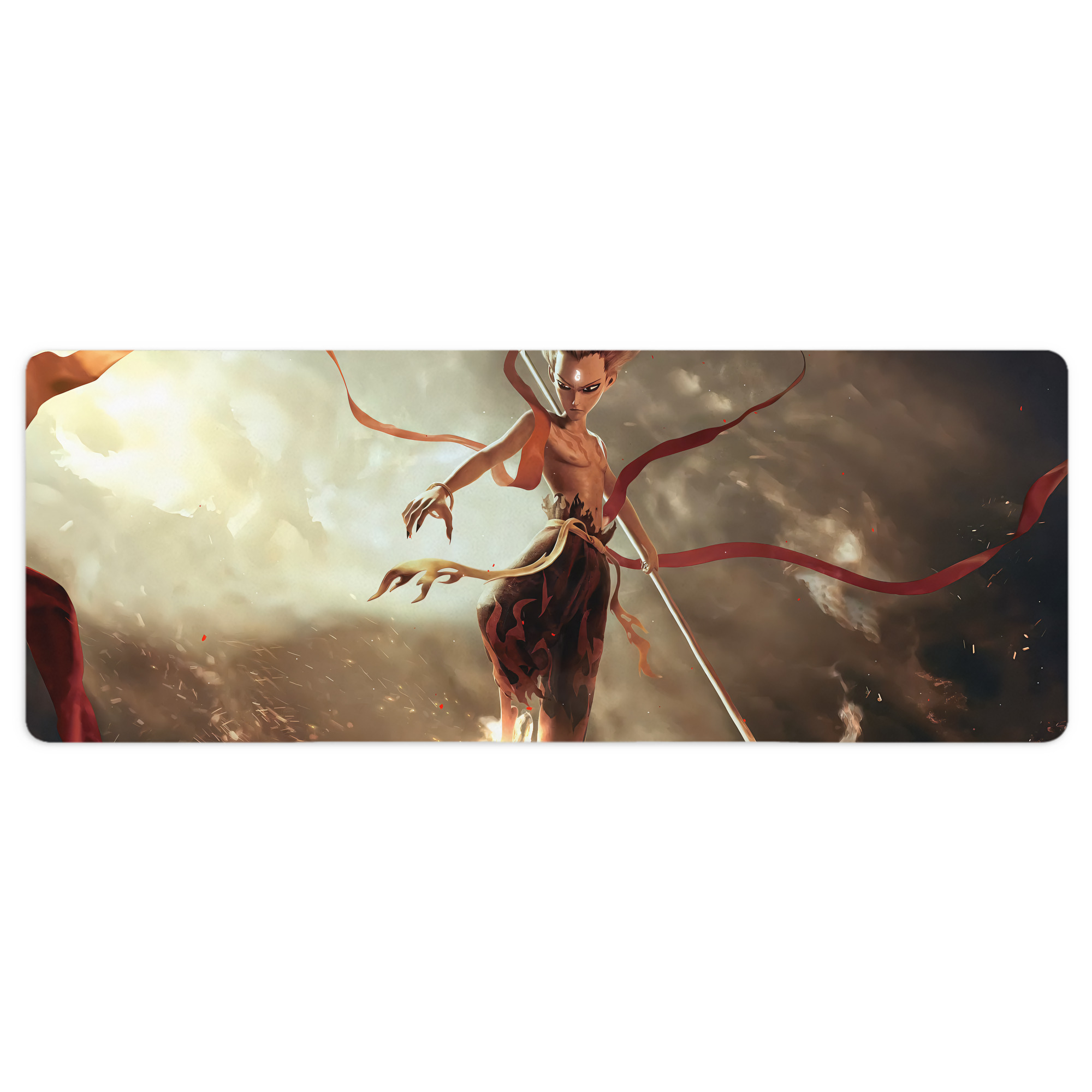 （画像用） Ne Zha 2 ナタ 魔童の大暴れ ステッチ加工 大判デスクマット／滑り止めマウスパッド