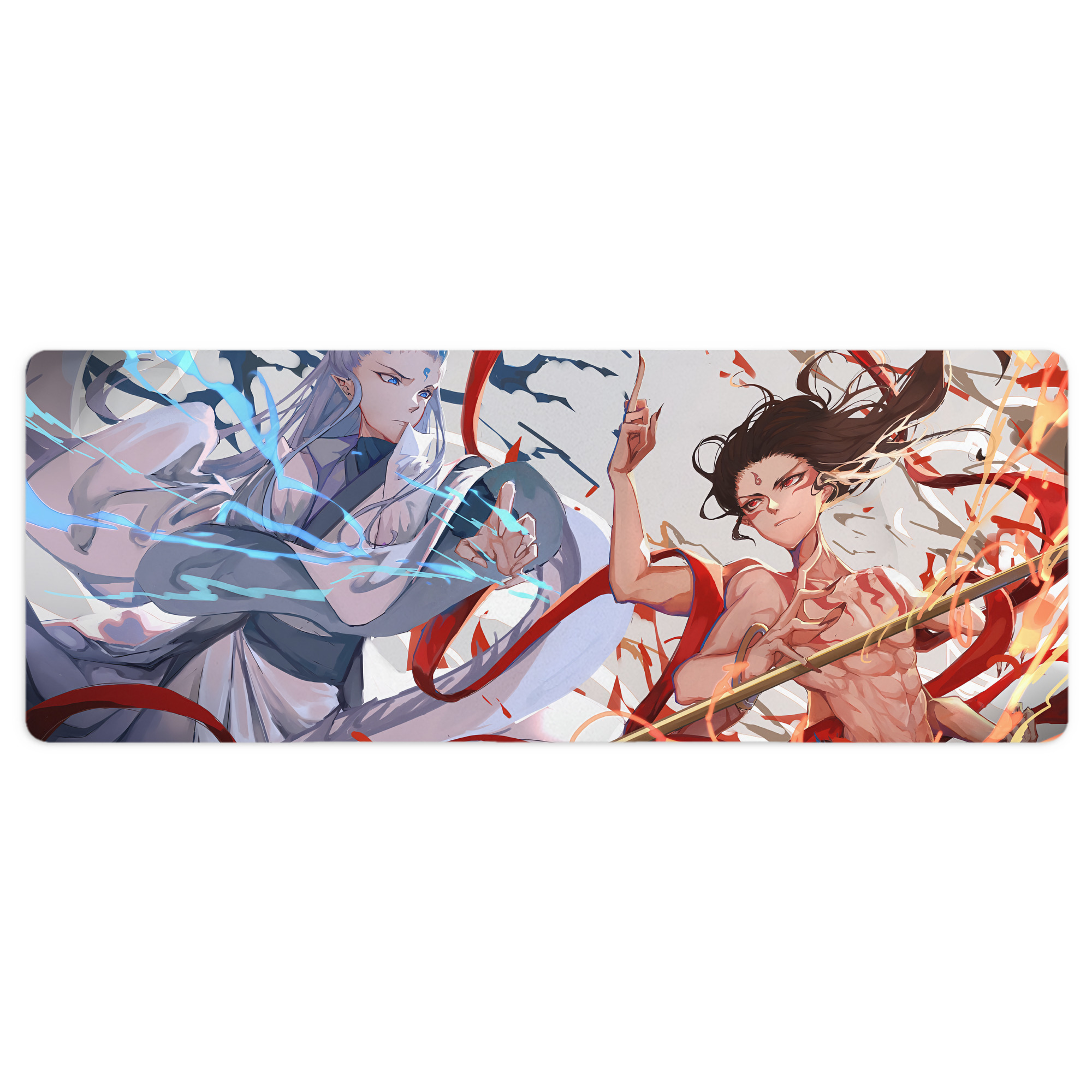 （画像用） Ne Zha 2 ナタ 魔童の大暴れ ステッチ加工 大判デスクマット／滑り止めマウスパッド