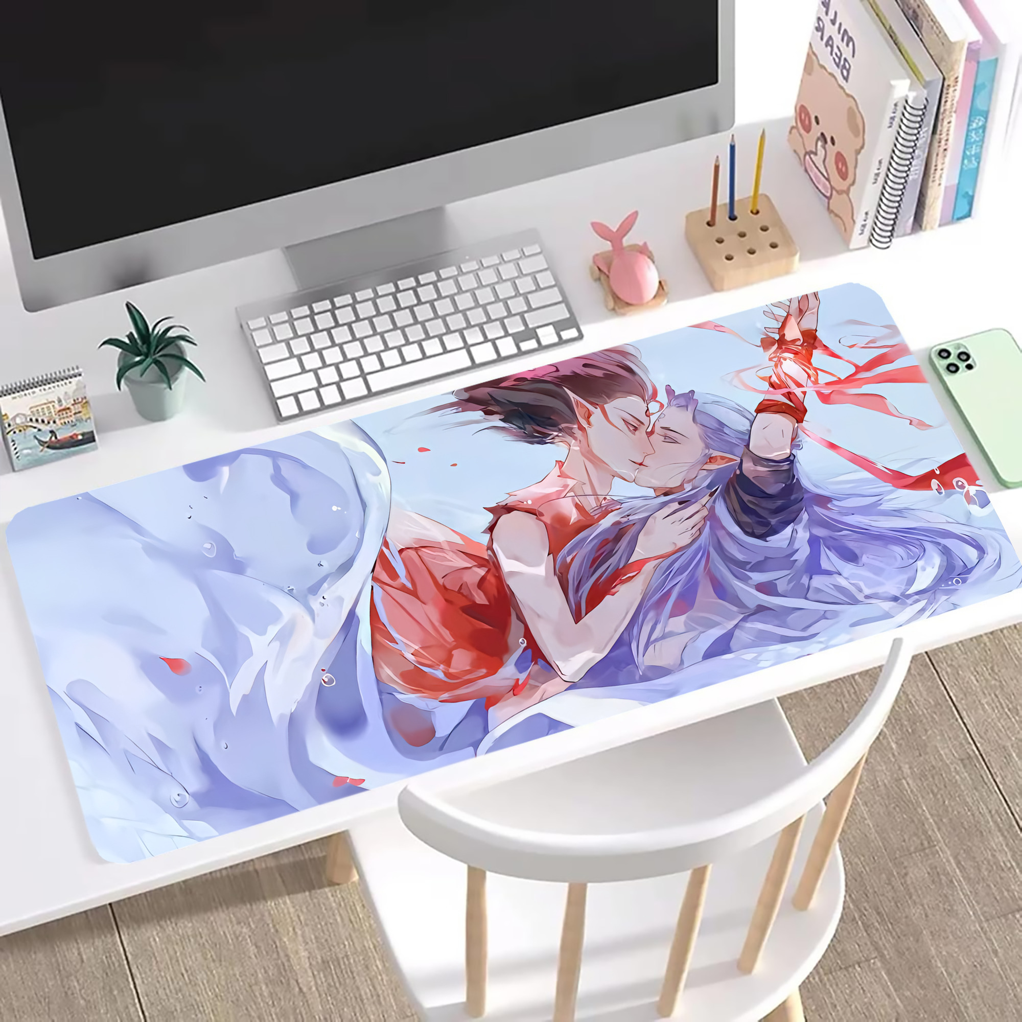 （画像用） Ne Zha 2 ナタ 魔童の大暴れ ステッチ加工 大判デスクマット／滑り止めマウスパッド