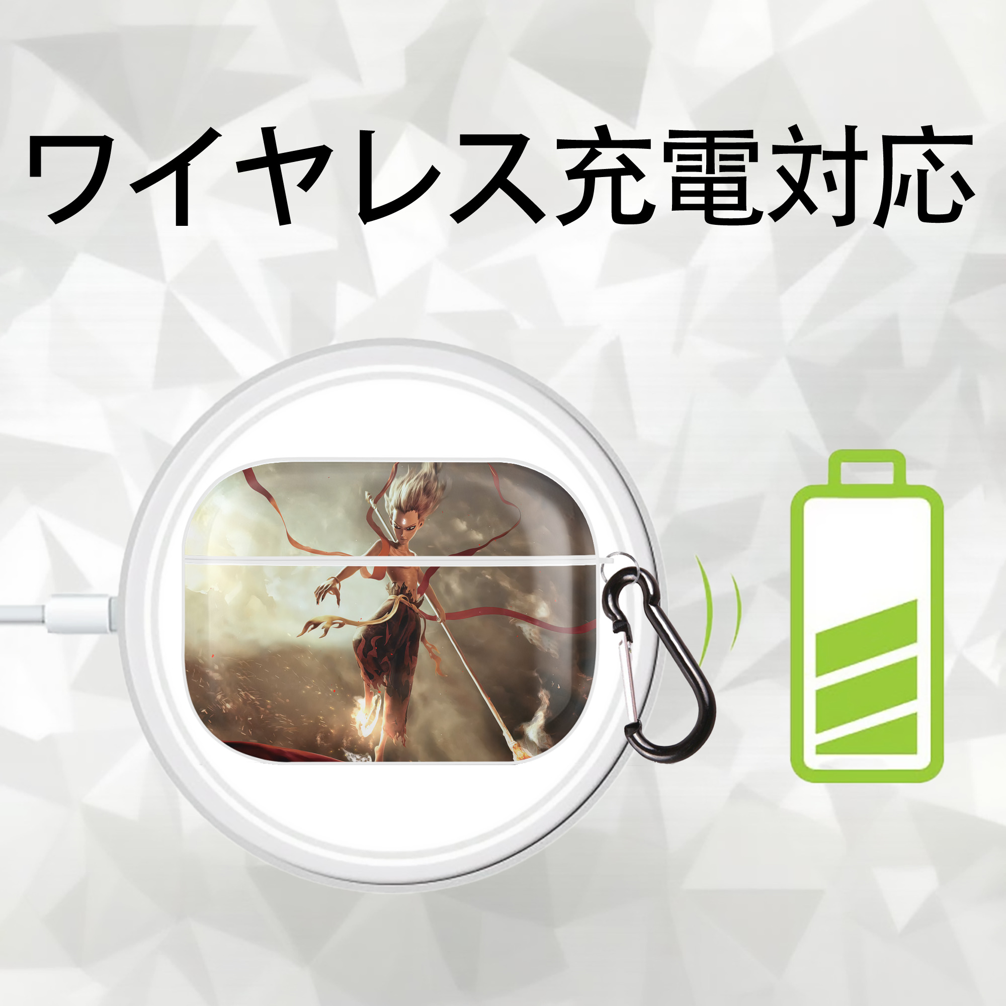 Ne Zha 2 ナタ 魔童の大暴れ 【AirPods Pro用】ハードシェル保護ケース 耐衝撃・防指紋・カラビナ付き商品仕様