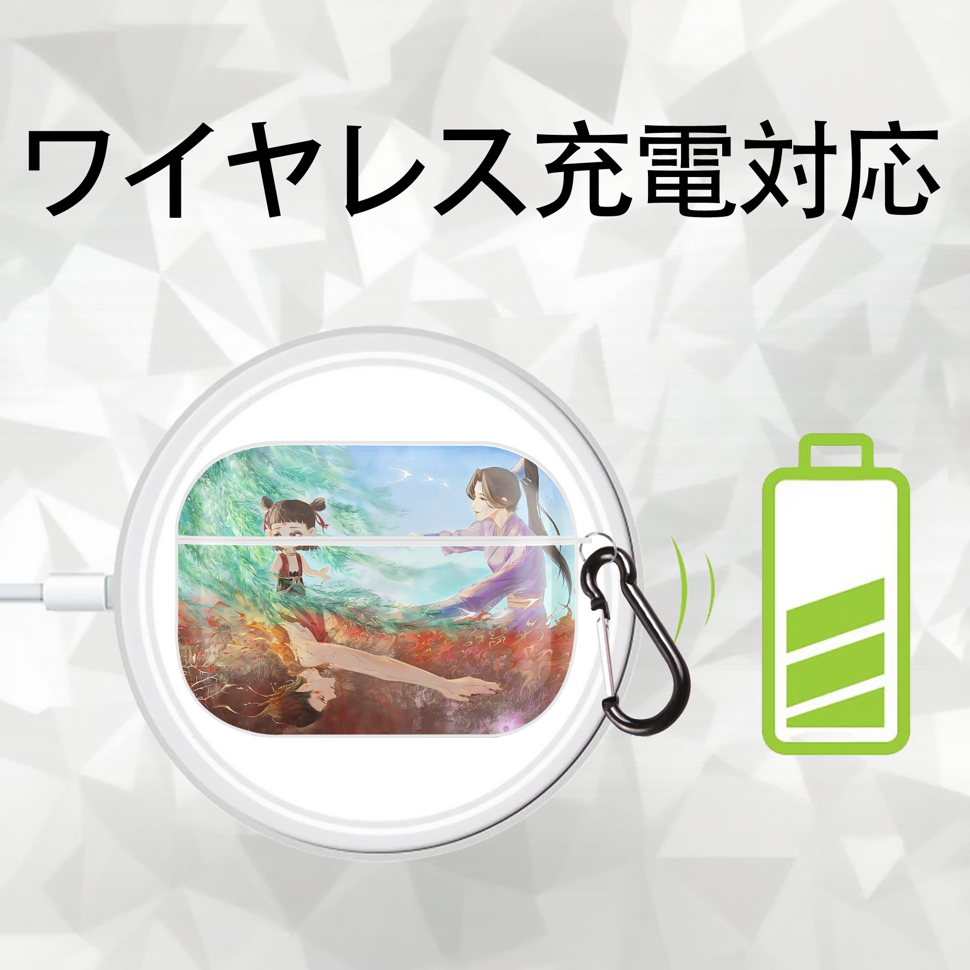 Ne Zha 2 ナタ 魔童の大暴れ 【AirPods Pro用】ハードシェル保護ケース 耐衝撃・防指紋・カラビナ付き商品仕様