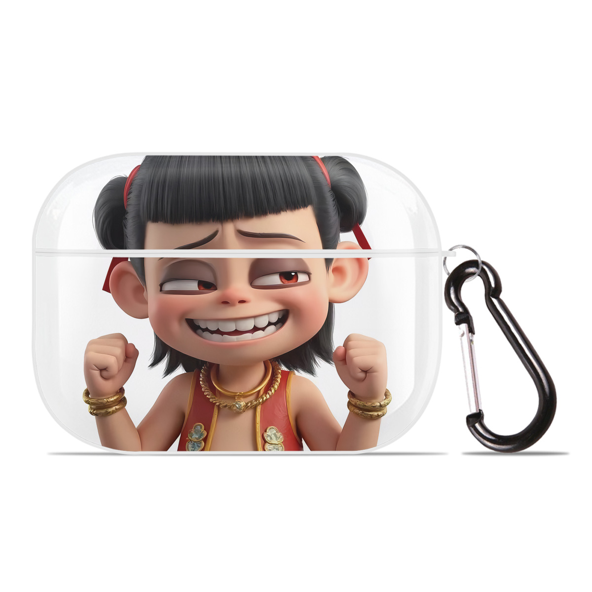 （画像用） Ne Zha 2 ナタ 魔童の大暴れ 【AirPods Pro用】ハードシェル保護ケース 耐衝撃・防指紋・カラビナ付き商品仕様