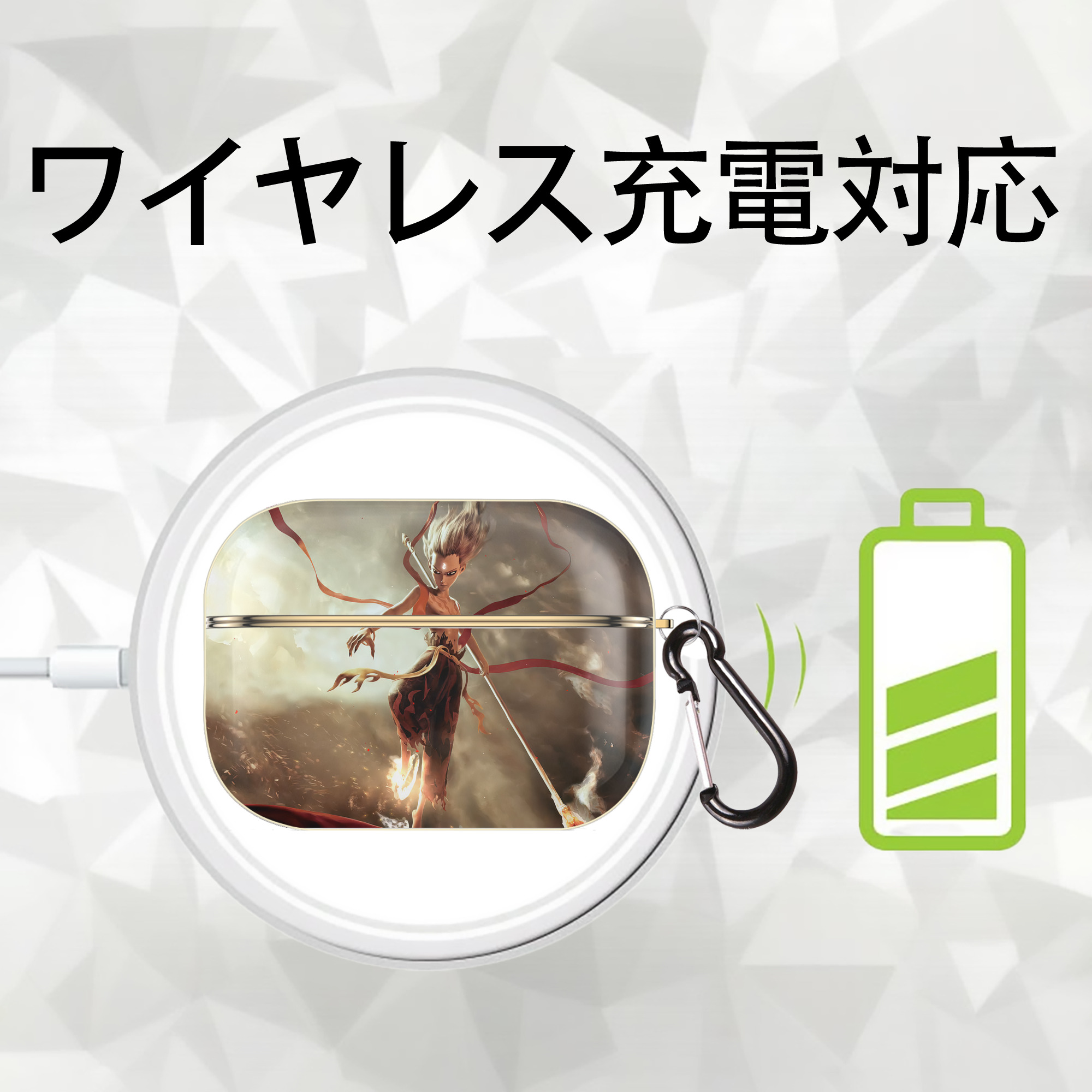 Ne Zha 2 ナタ 魔童の大暴れ 【AirPods Pro用】ハードシェル保護ケース｜耐衝撃・防指紋・カラビナ付き商品仕様